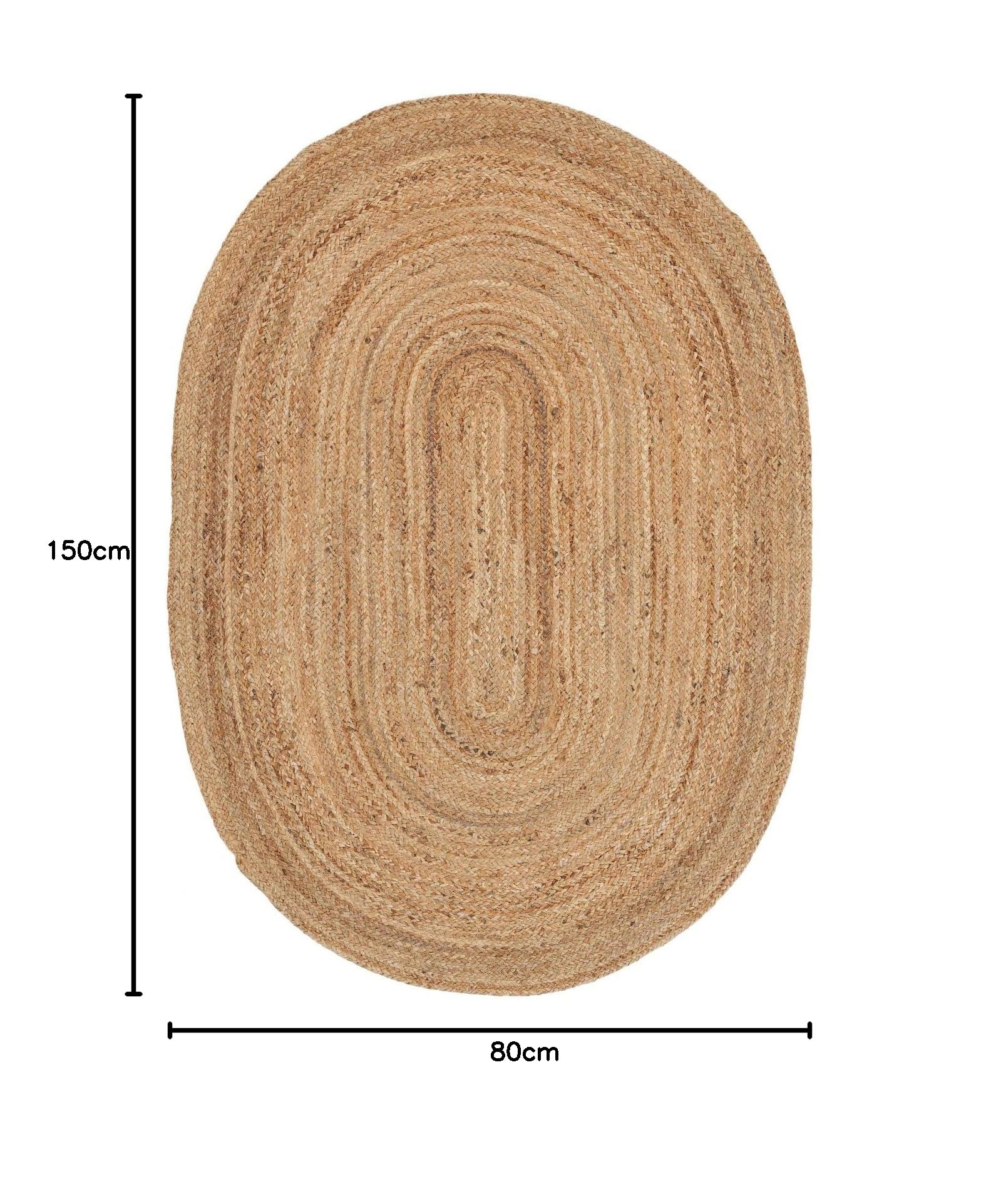 carpetfine Alfombra de Oval Yute Nele Beige 80x150 cm | Alfombra Moderna para salón y Dormitorio