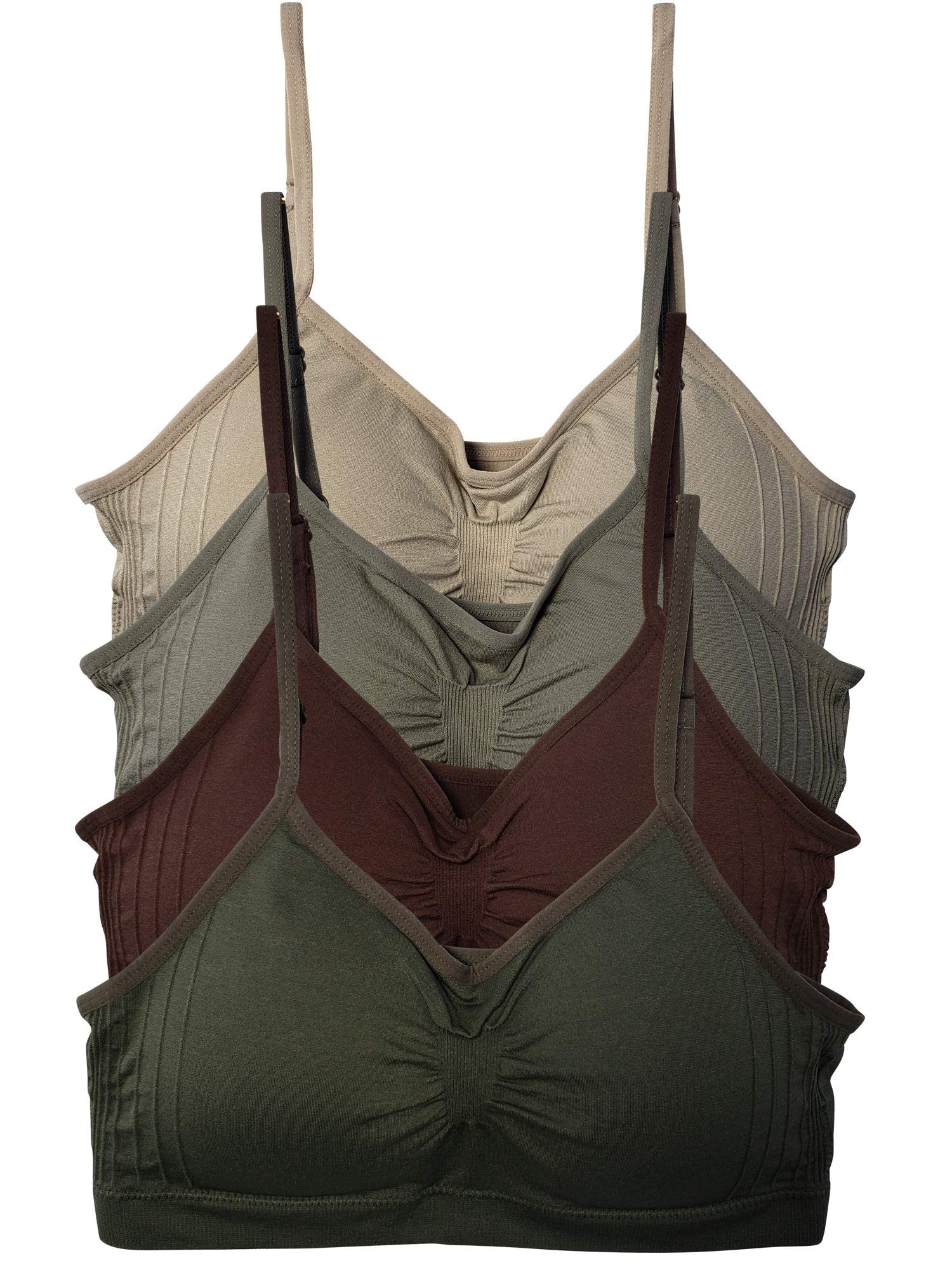 Kalon4 Pack Nylon Spandex Removable Pads Comfort Bras Ext Sizes