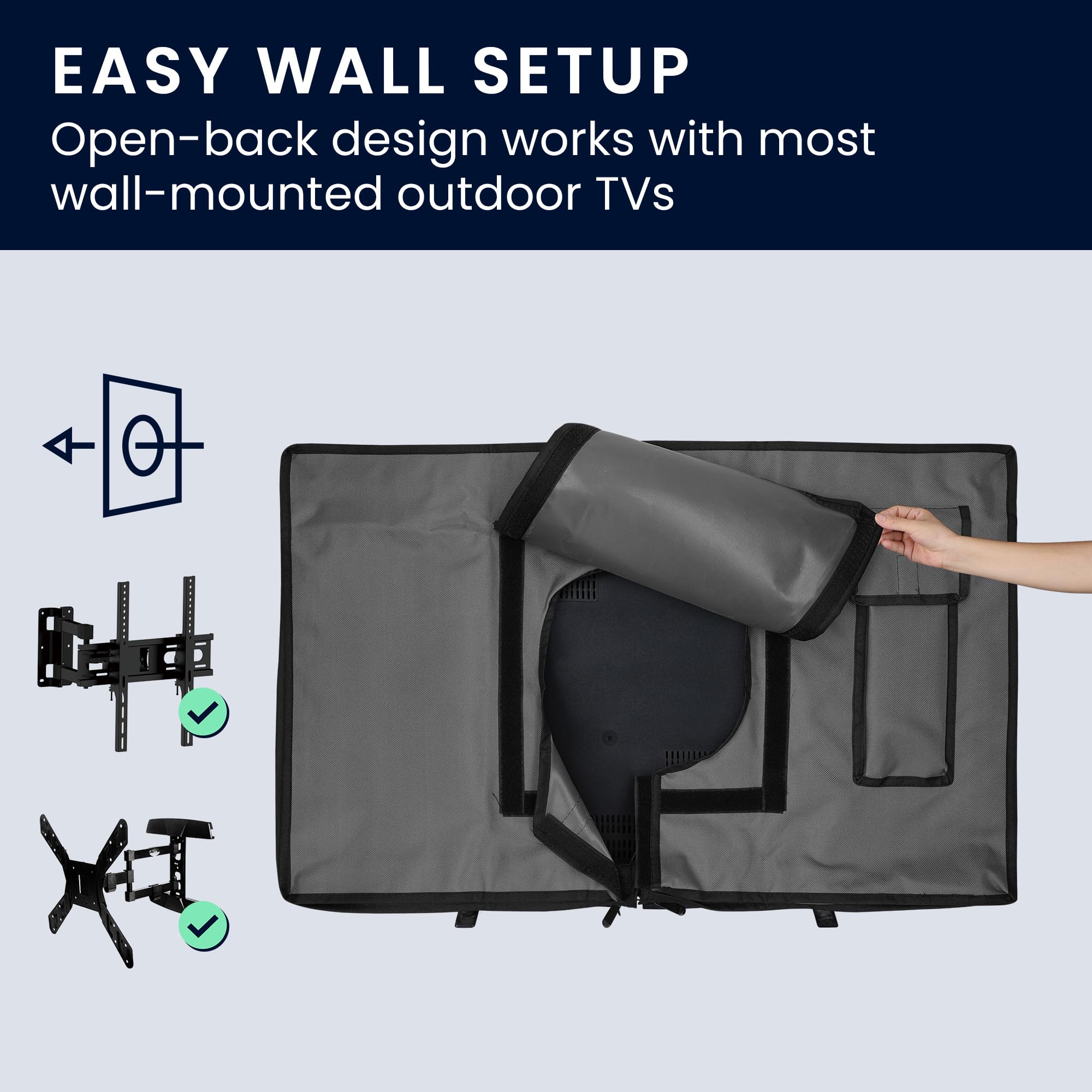 kwmobile 49-50" TV Abdeckung Outdoor mit Reißverschluss - Outdoor Fernsehabdeckung - Fernseher Hülle Bildschirmschutz - TV Schutzhülle wetterfest - Dunkelgrau