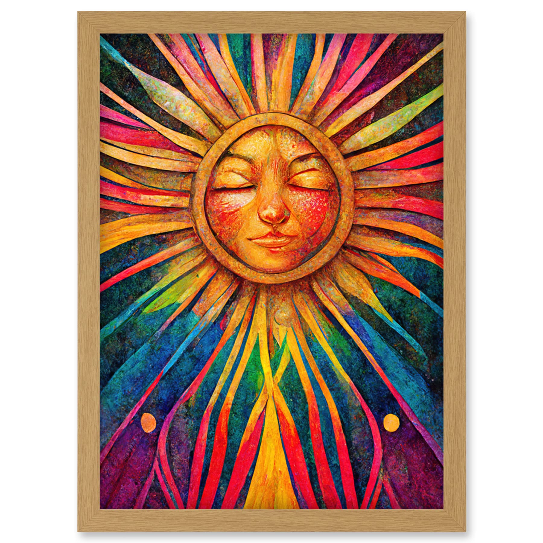 Doppelganger33 LTD Multicoloured Sun Rainbow Spiritual Artwork Framed Wall Art Print A4