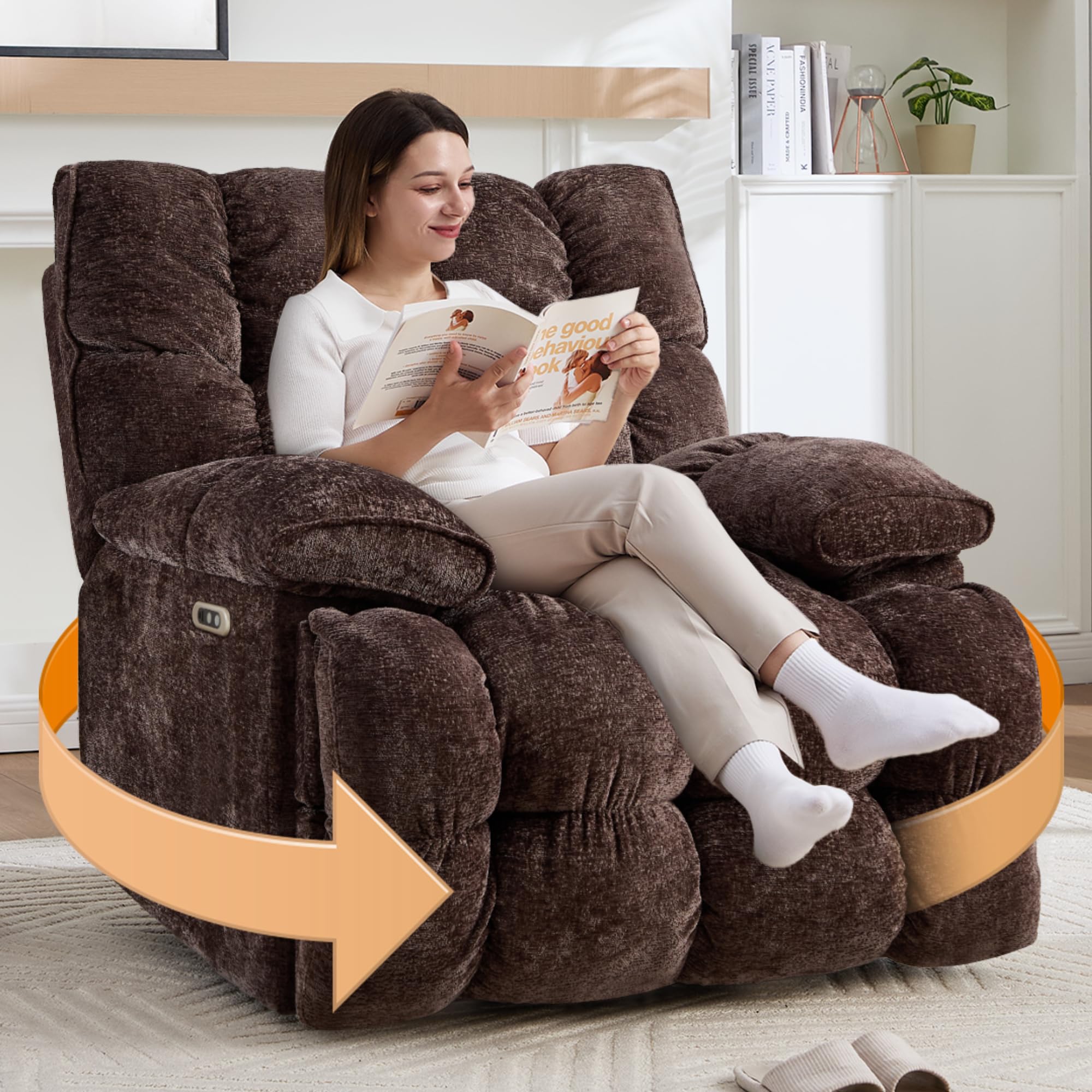GARTMILAN Oversized Power Recliner Brown