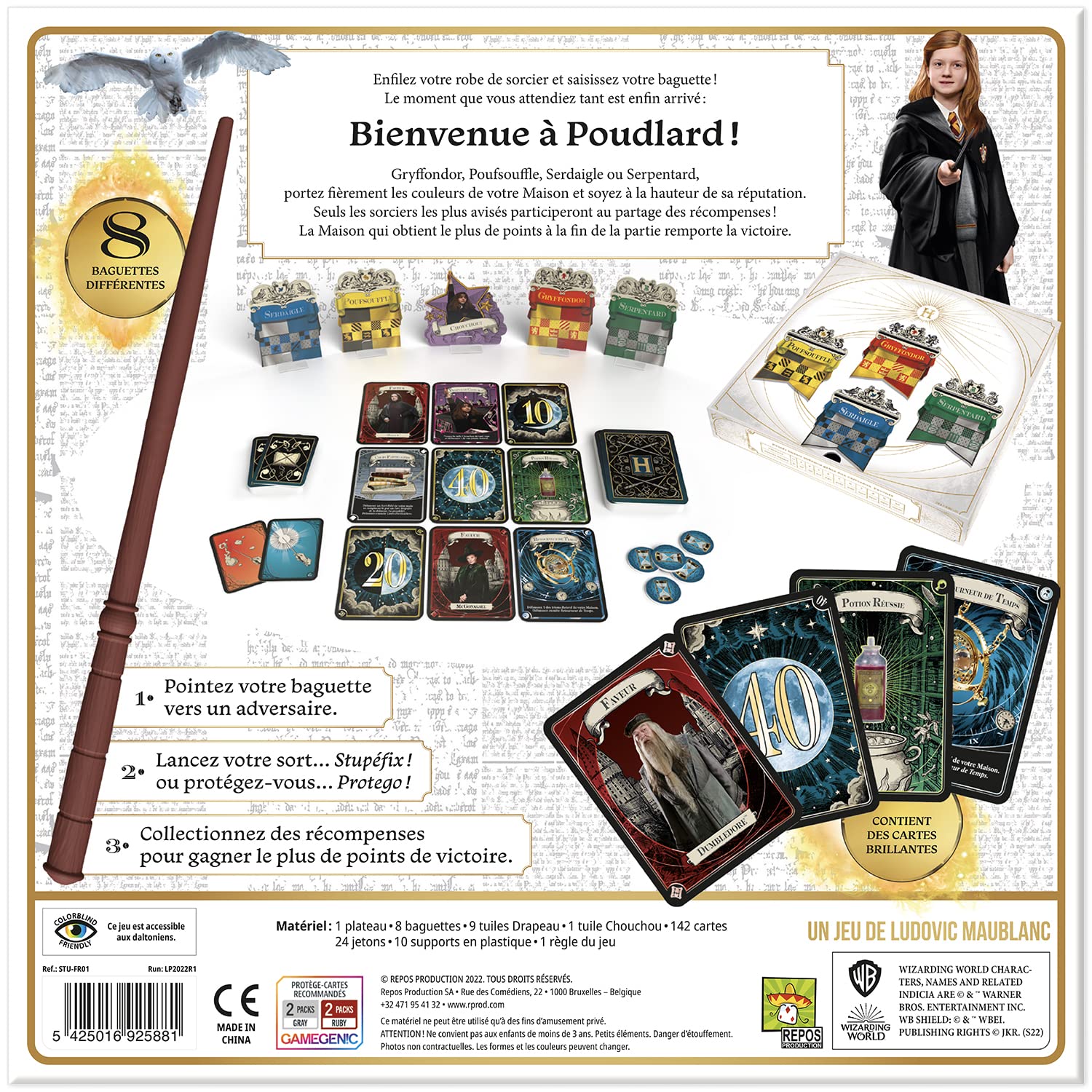 Asmodee - Harry Potter : Stupéfix ! Jeu de Société pour Adultes et Enfants dès 8 Ans - Jeu de Cartes - Jetez des Sorts à Vos Adversaires - avec 8 Baguettes - 4 à 8 Joueurs - 30 Min - en Français
