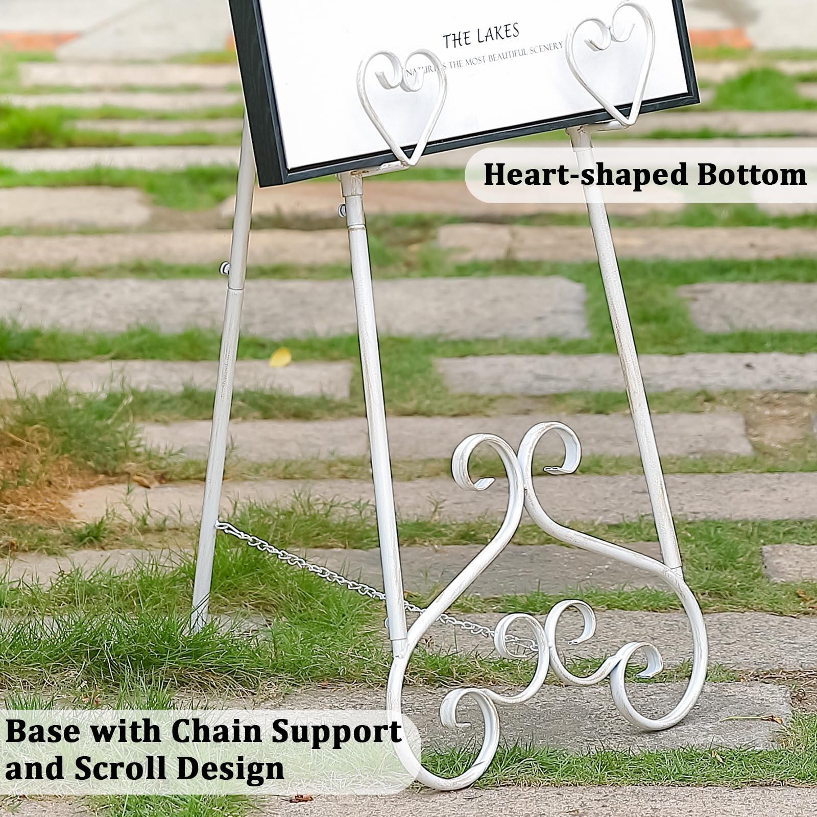 Latitude Run® Chifor Metal Large Free Standing Adjustable Display Stand Easel with Chain Support