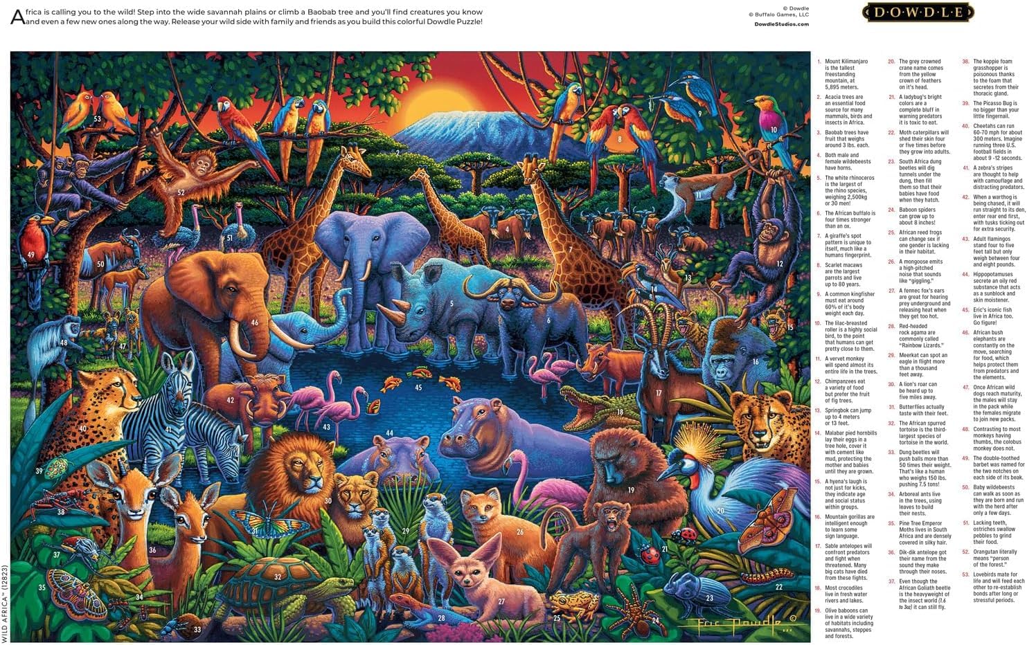 Buffalo Games - Eric Dowdle - Wild Africa - 1000 Piece Jigsaw Puzzle for Adults -Challenging Puzzle Perfect for Game Nights - Finished Size is 26.75 x 19.75