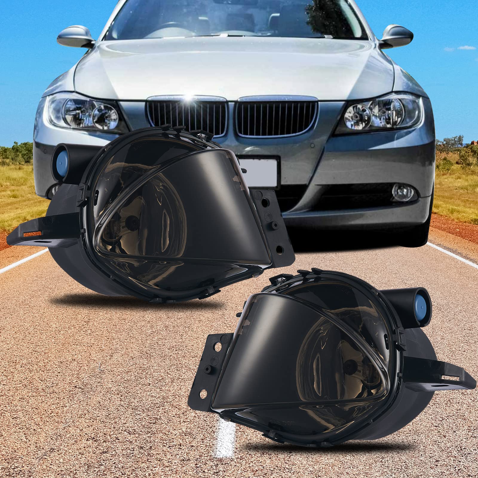 2X fendinebbia per BMW E90 E91 Serie 3 SDN WGN(325i 325xi 328i 328xi 330i 330xi 335d 335i 335xi xDrive Sedan Wagen) Bj.2004-2008 grigio R: 63176948374/6948374 L: 63176948373/6948373