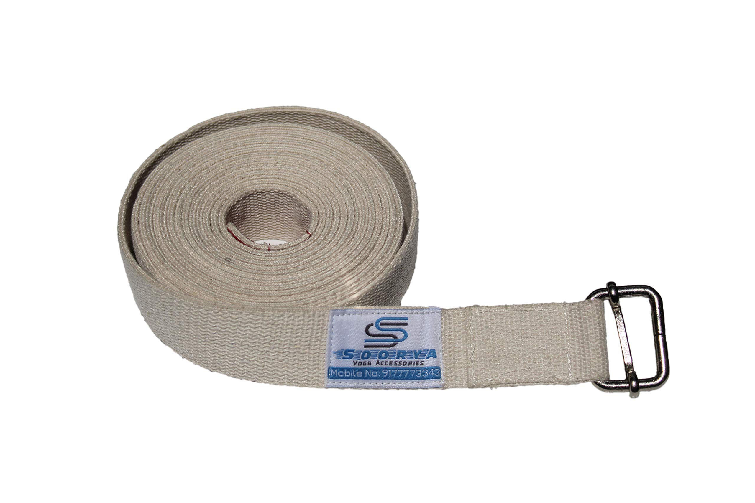 SOORYA YOGA ACCESSORIES Cotton Yoga Belt with Square Buckle (12 Feet Long)