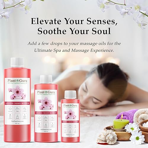 Miniatura 6 de Aceite aromático de flor de cerezo japonés, 8 onzas líquidas, aceite perfumado para hacer jabón, velas, bombas de baño, mantequillas corporales. Se