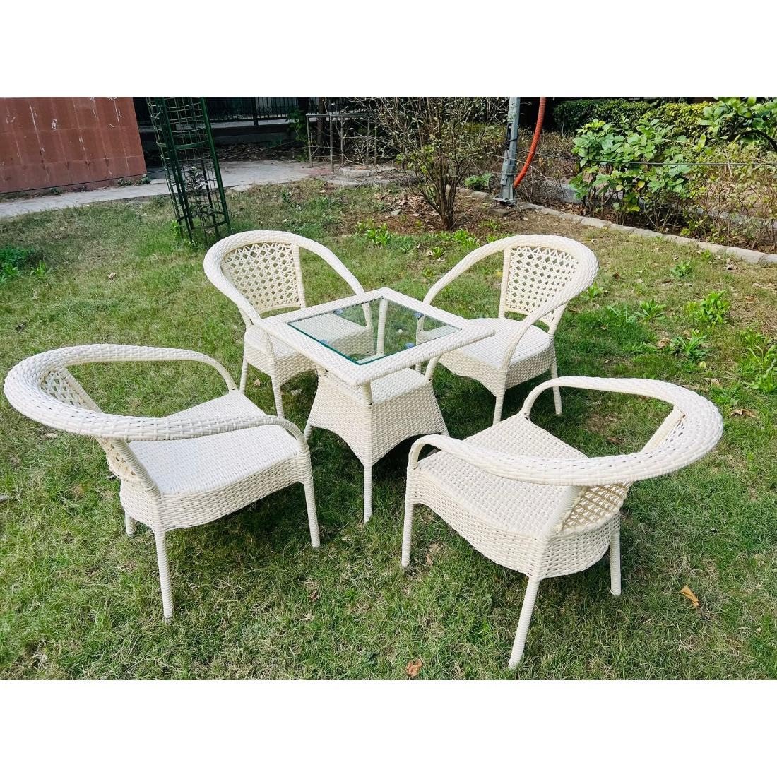 UNIFORT Garden Living 4+1 Outdoor Indoor Patio Furniture Sets Rattan Chair Patio Set Wicker Conversation Set Poolside Chairs Area Balcony Outdoor Garden (4+1 Chair Set-White)-image-39