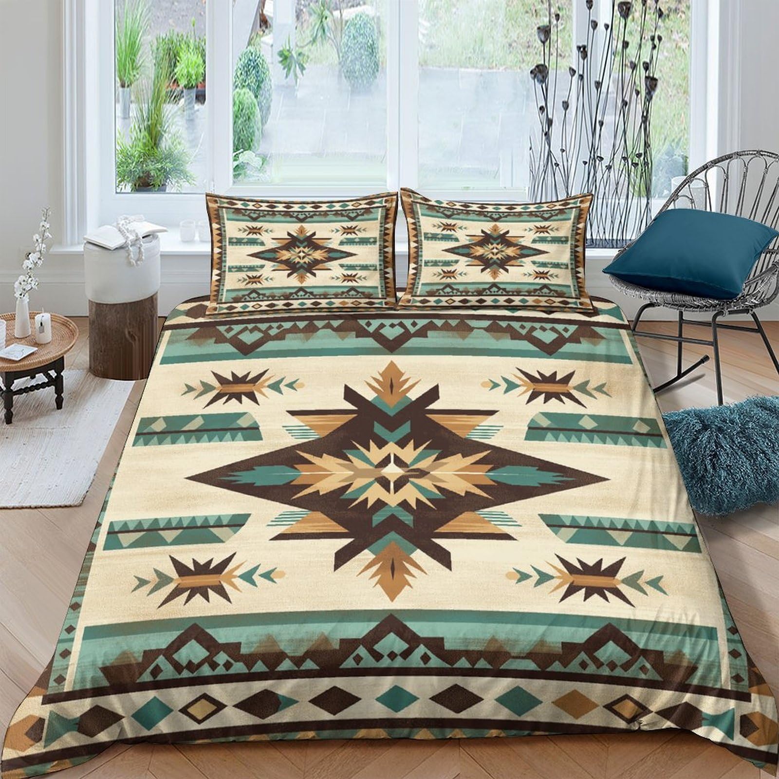 Ctjqhvkz Style-3 3D Printed Aztec Geometric Fitted Sheet Microfiber Soft Breathable Tribal Pattern Bed Cover For Bedroom Dorm Decor Single（135X200cm）