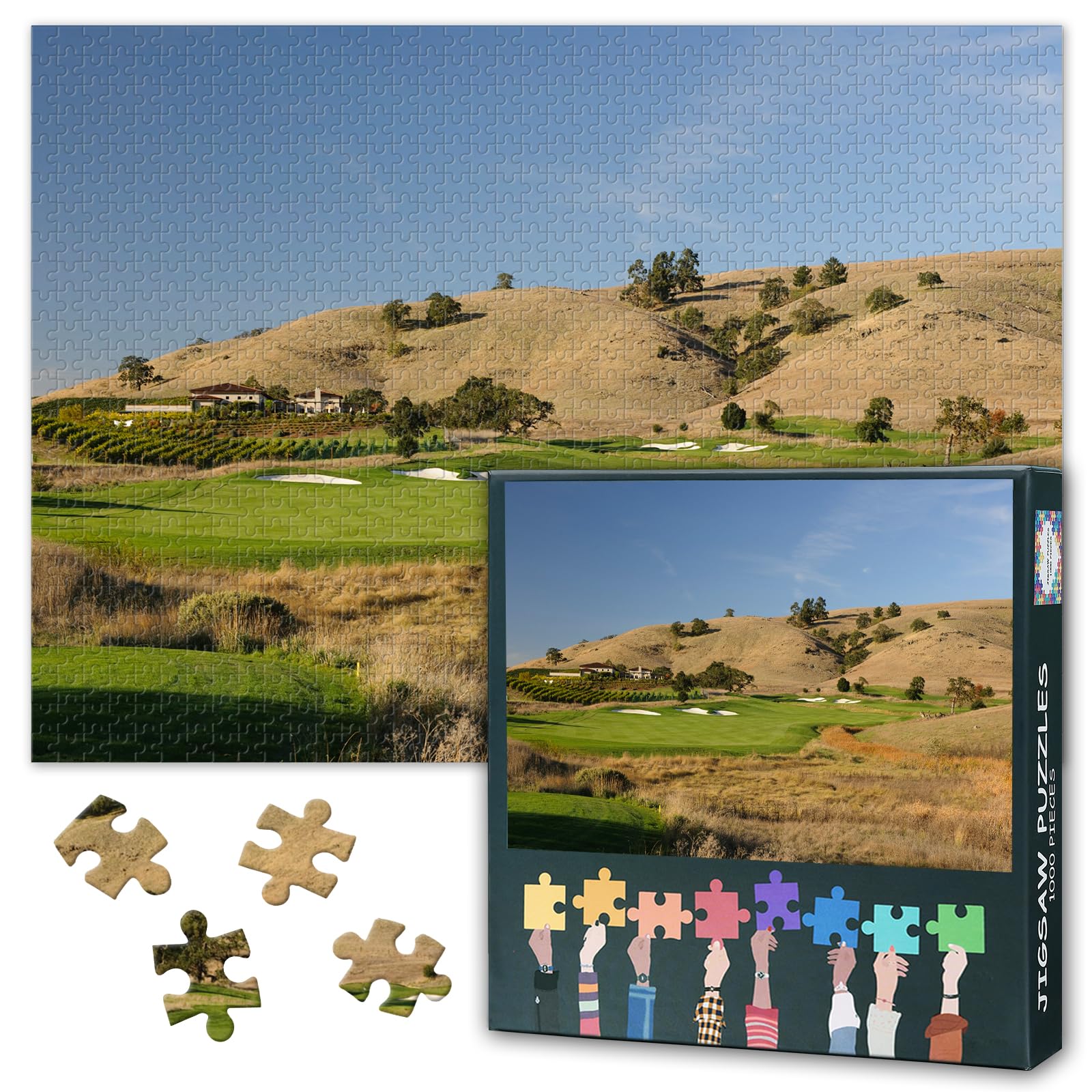 1000 Piece Jigsaw Puzzle for Adults CordeValle Golf Course Wall Art California Landscape Painting Premium Paper Puzzle Challenging Game for Home Office Decor 27.5x19.7 Inches