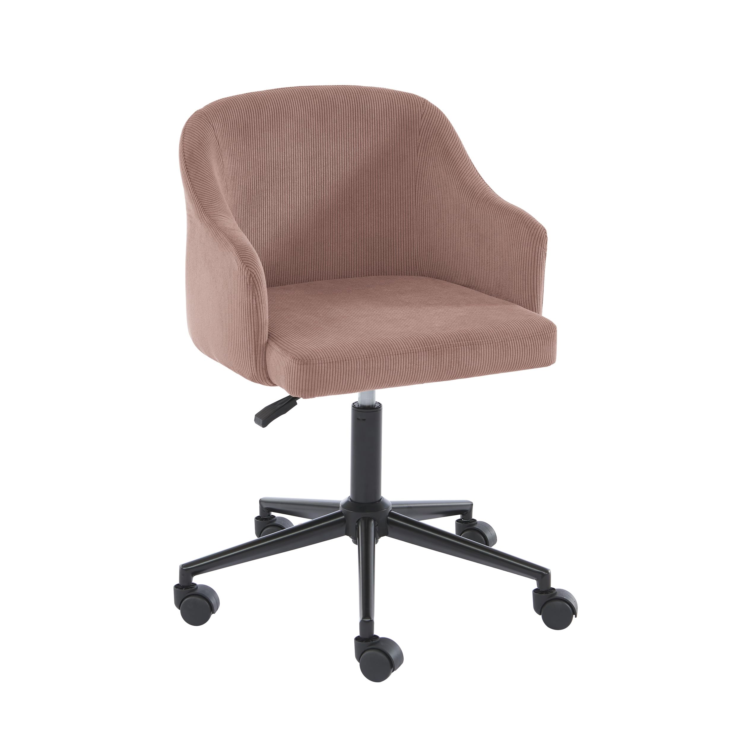 BAÏTA Fauteuil de Bureau à roulettes Barnabe avec Hauteur réglable en Velours côtelé Vieux Rose