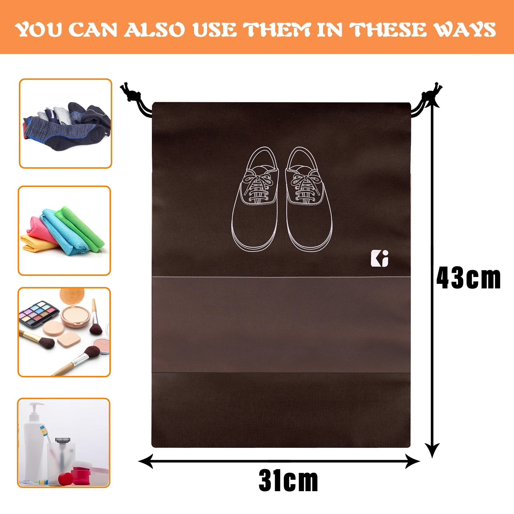 Kuber Industries Confezione da 6 sacchetti per scarpe | Borse per scarpe da viaggio | Borse per scarpe in tessuto non tessuto | Set di organizer | Copertura per scarpe con finestra trasparente |