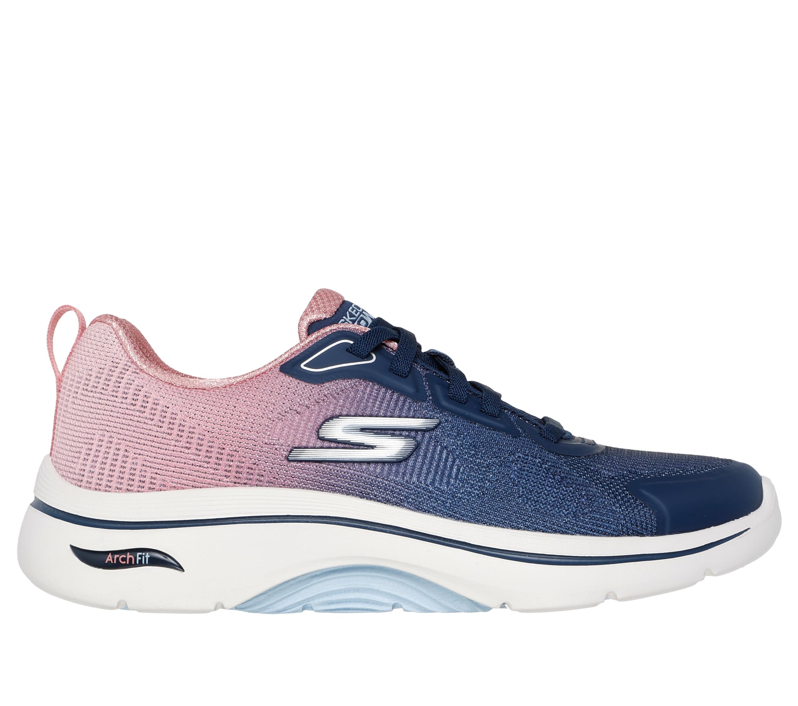 Skechers Women's Go Walk Arch Fit 2.0 Meredith Sneaker, Navy Textile/Pink Trim, 6.5 UK