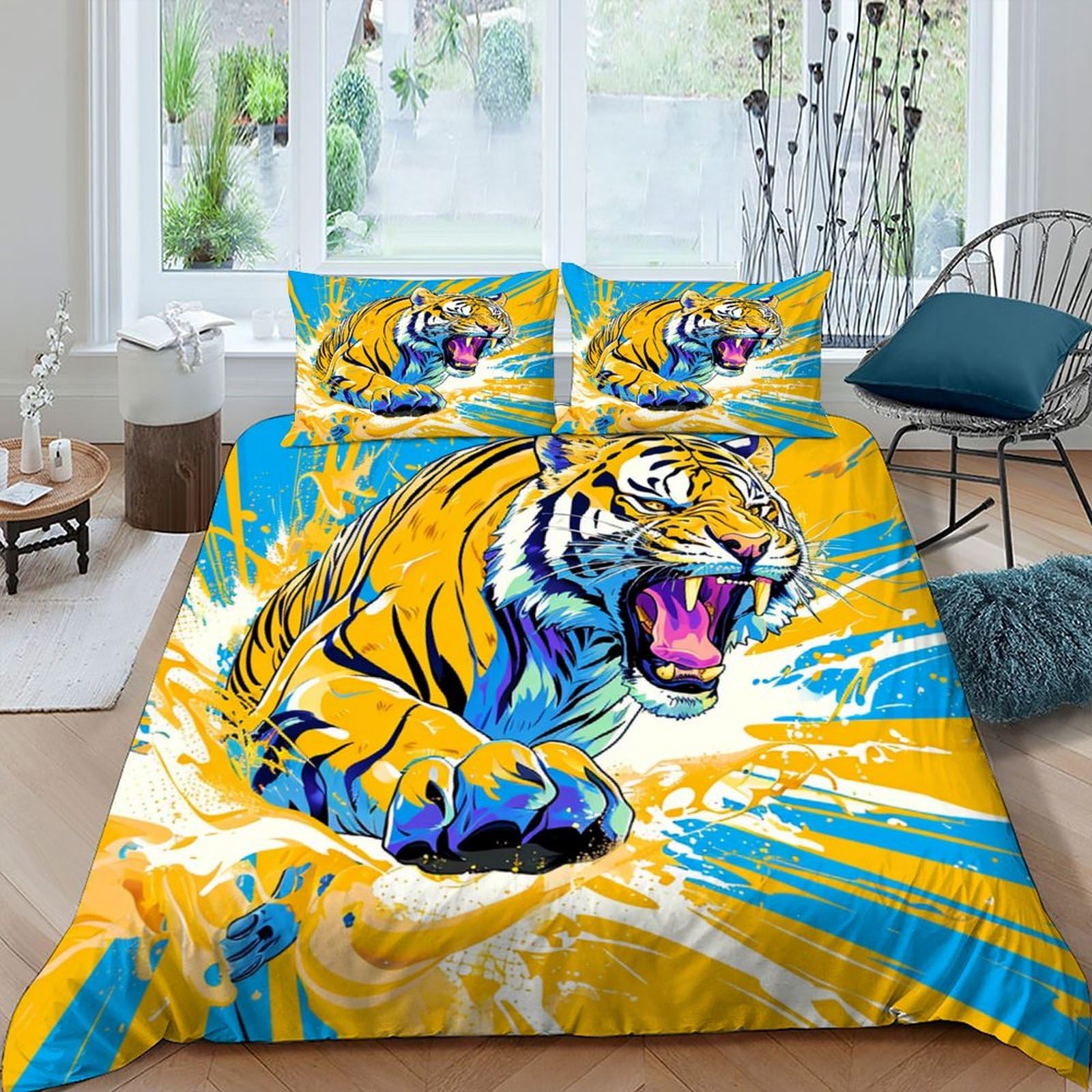 Housse de couette tigre king size en microfibre premium douce pour un sommeil réparateur