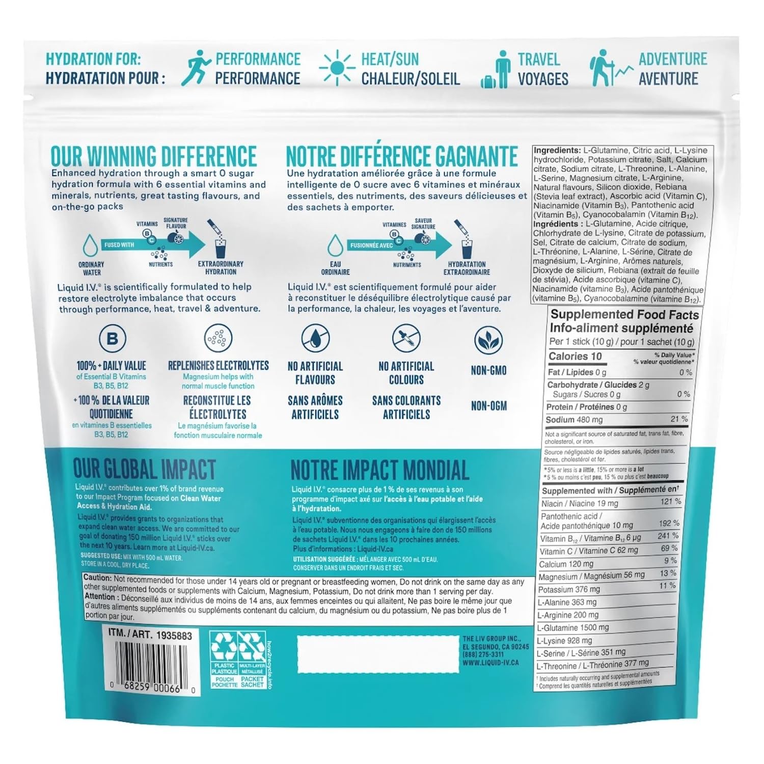 Liquid I.V. Hydration Multiplier Sugar-Free Drink Mix, White Peach, 30 x 10g Stick Packs - 4