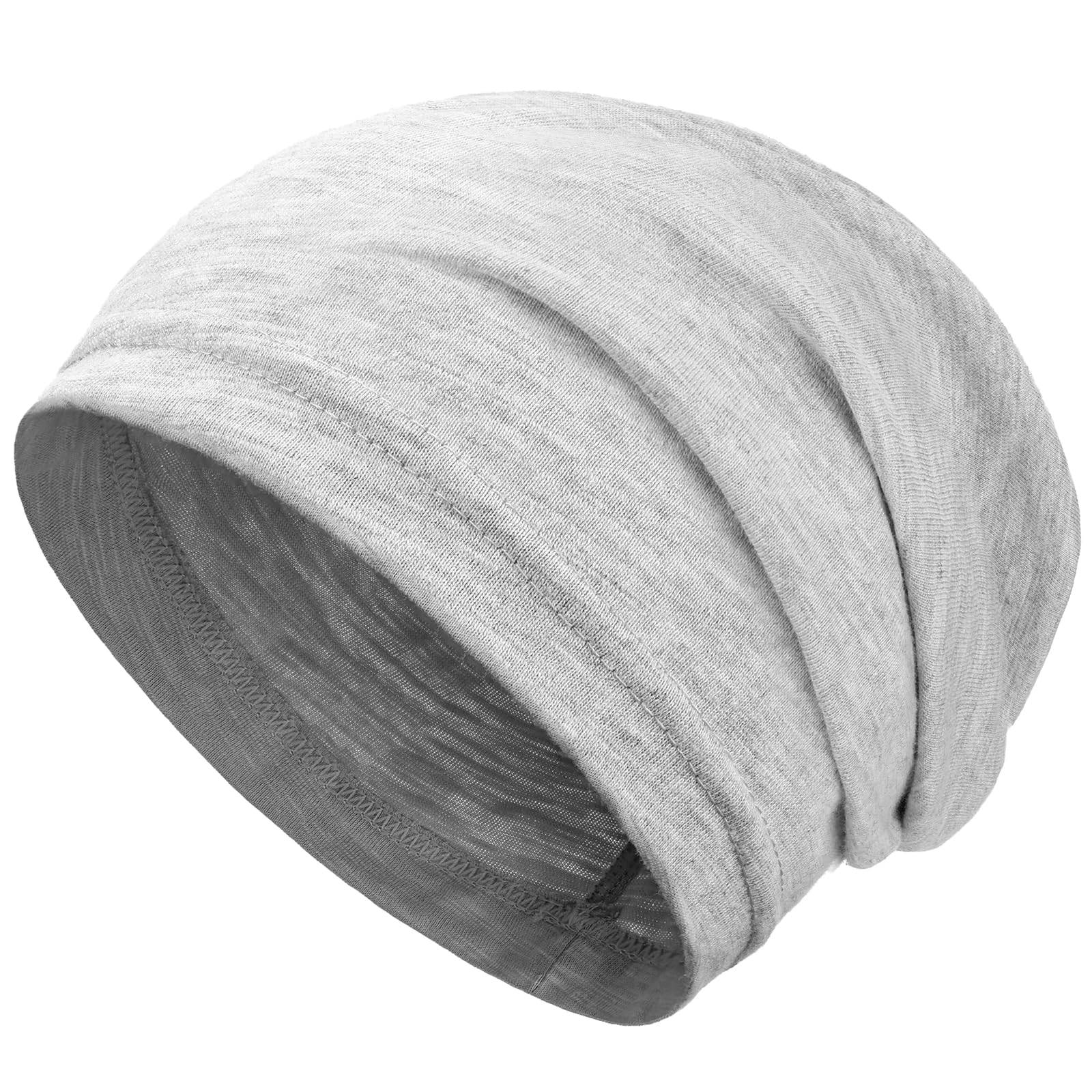 Simapu 100% Cotton Beanie for Men Women, Thin Slouchy Beanies Lightweight Chemo Skull Cap Daily Summer Hat Oversize Headwear — view 10