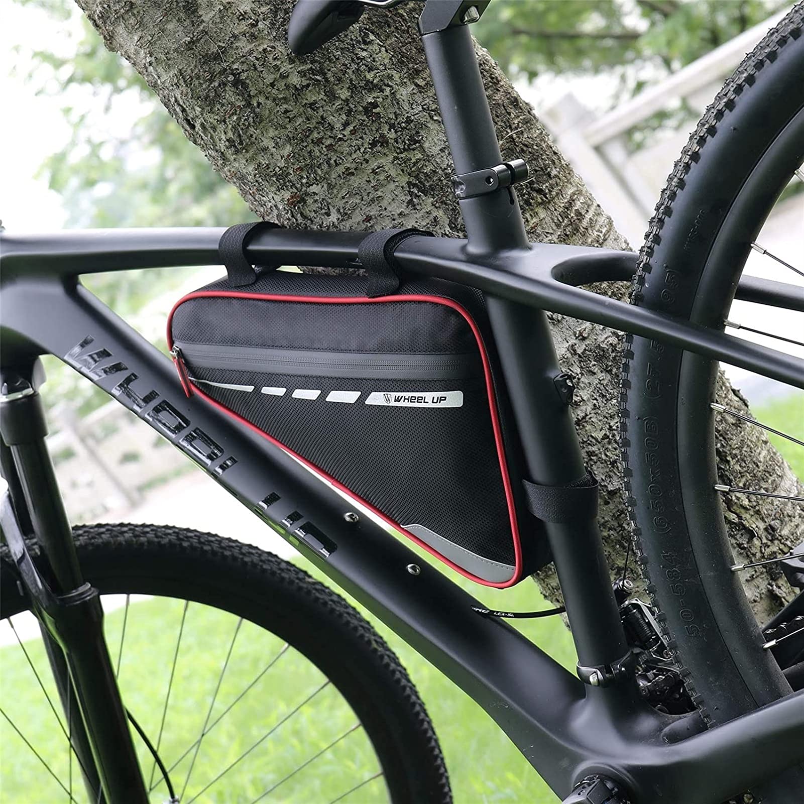 Bolsa for Bicicleta, Bolsa Triangular, for viga, Delantera for de montaña, for sillín, for el Tubo Superior, Equipo conducción(Red)