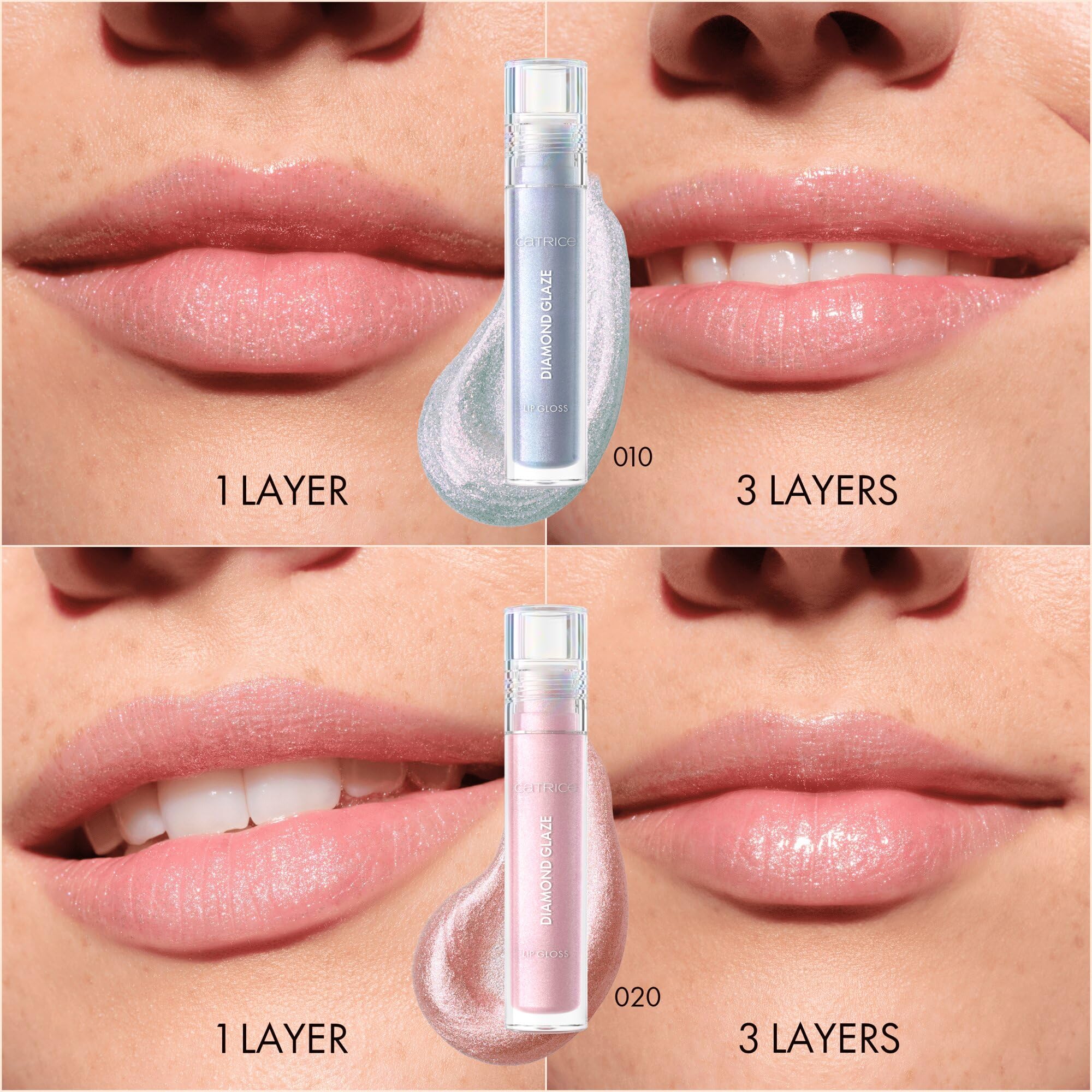 Catrice Brillo de labios Diamond Glaze, resultado inmediato, brillante, holográfico, escarchado (3ml)