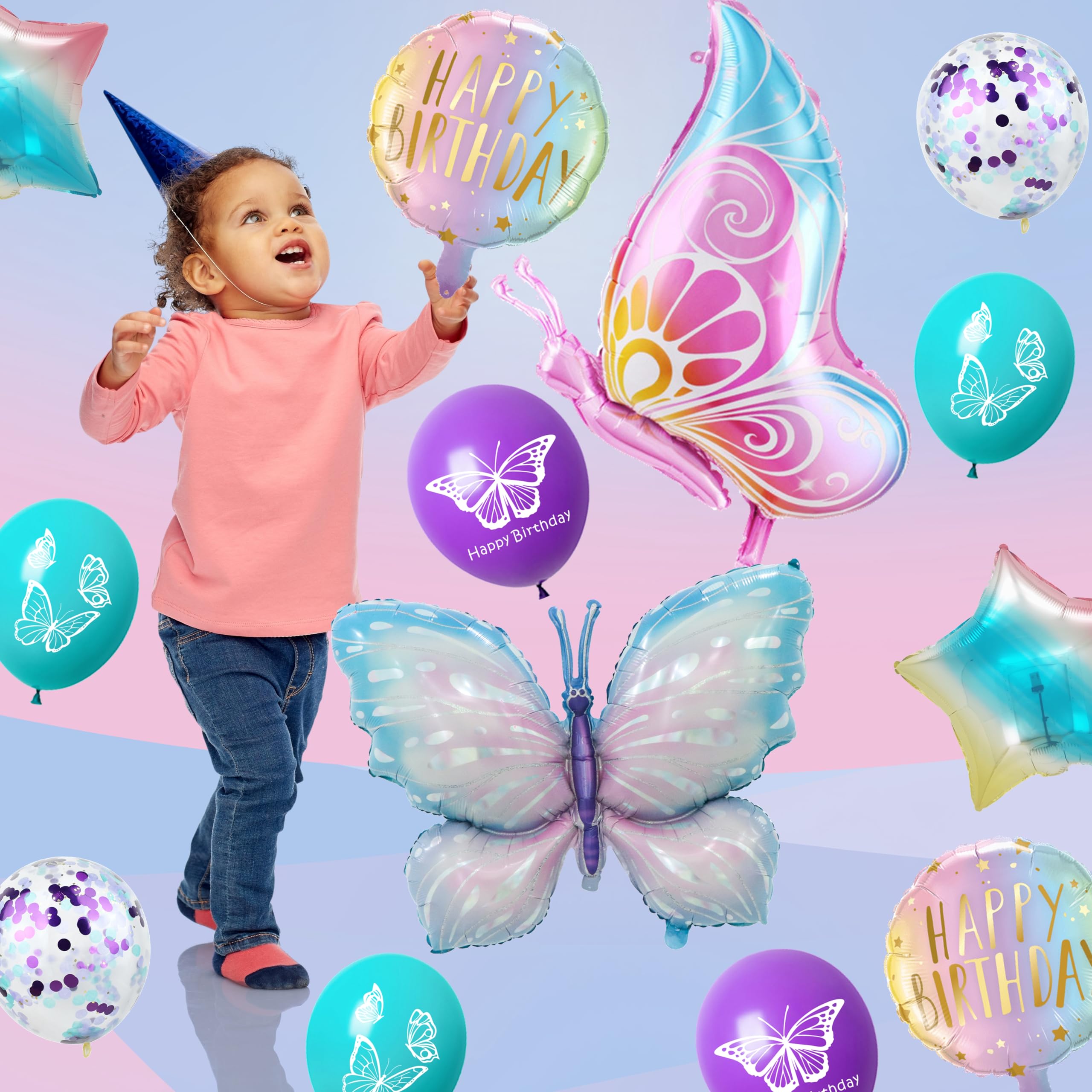 Decorazioni Compleanno 7 Anni A Tema Farfalle - Palloncini, Striscione E Accessori Per Feste - Foto 4