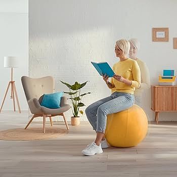Leitz Ergo Active Sitting Ball With Stopper Function, Ergonomically Designed Desk Chair Alternative, 55cm Diameter, Includes Fabric Ball Cover, Hand