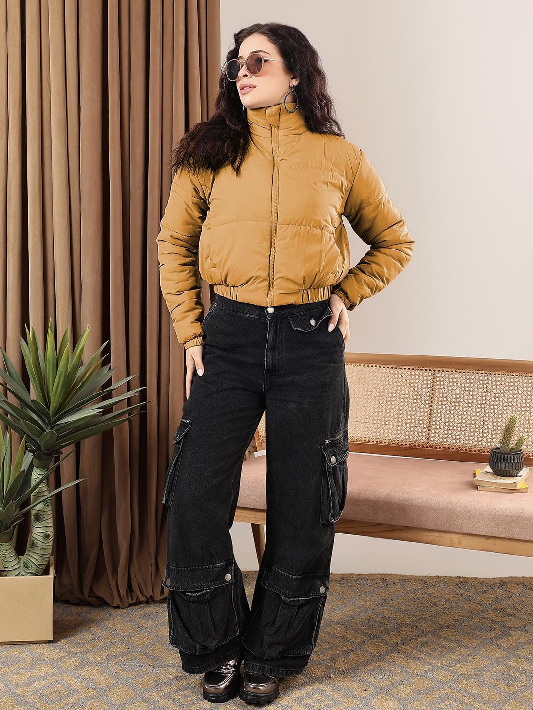 KOTTY Piumino leggero da donna, elegante, invernale, caldo e confortevole (beige, XL)