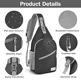 ZOMAKE Sling Bag,Small Crossbody Sling Backpack,Water Resistant Shoulder Daypack for Travel,Anti Thief Chest Bag for Hiking(Black(New))