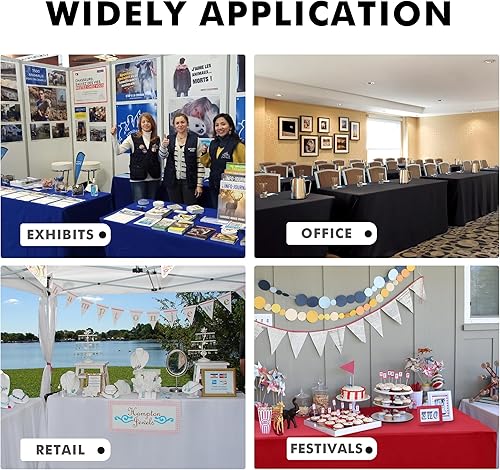 Miniatura 5 de Nasitos Paquete de 2 manteles plegables de 6 pies, color azul real, con parte trasera abierta, tela lavable y resistente a las arrugas, para ferias