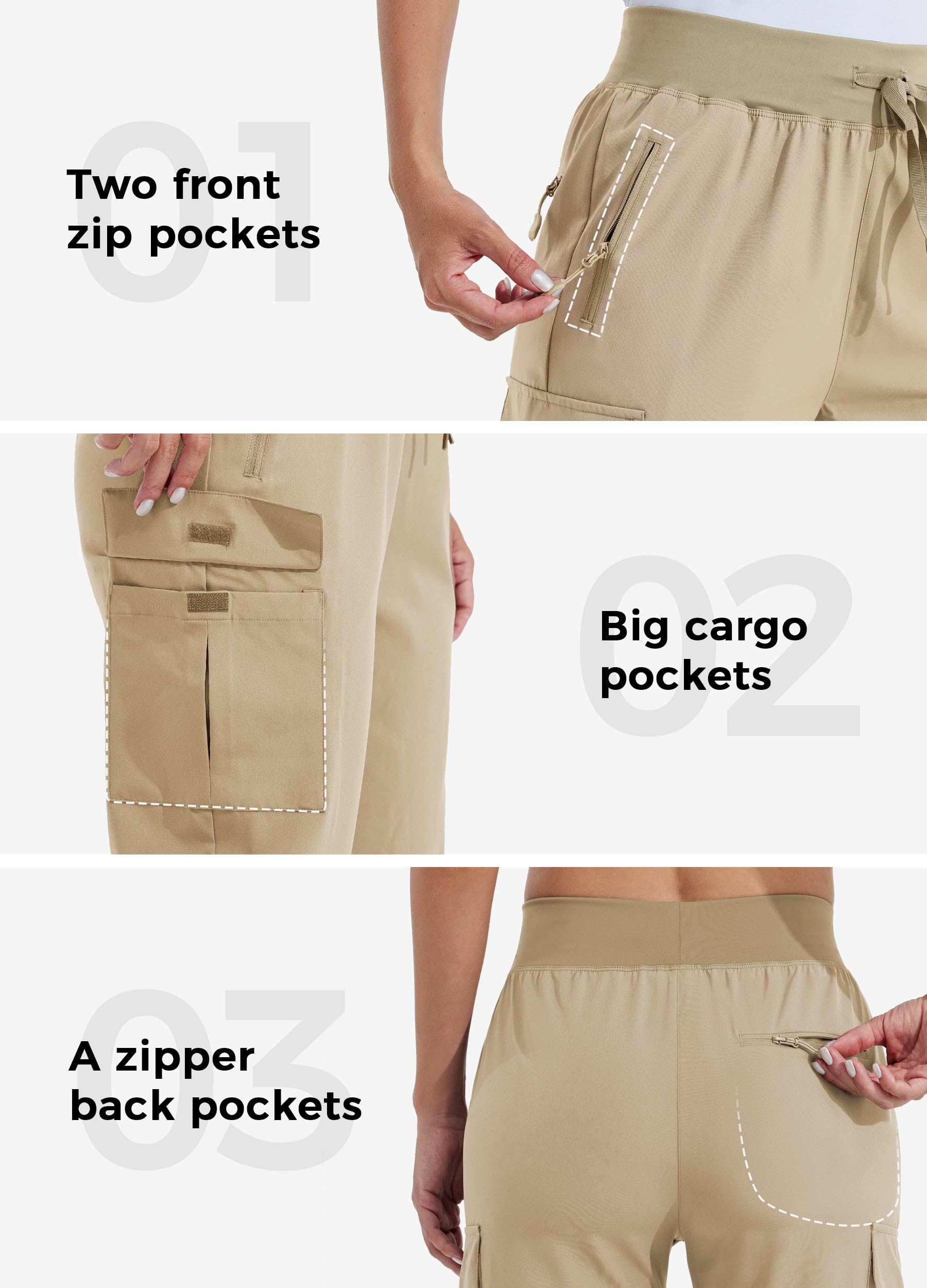 WILLIT Pantalones cargo para mujer, pantalones de senderismo, ligeros, atléticos, para viajes, correr, de secado rápido, para entrenamiento, informales, resistentes al agua