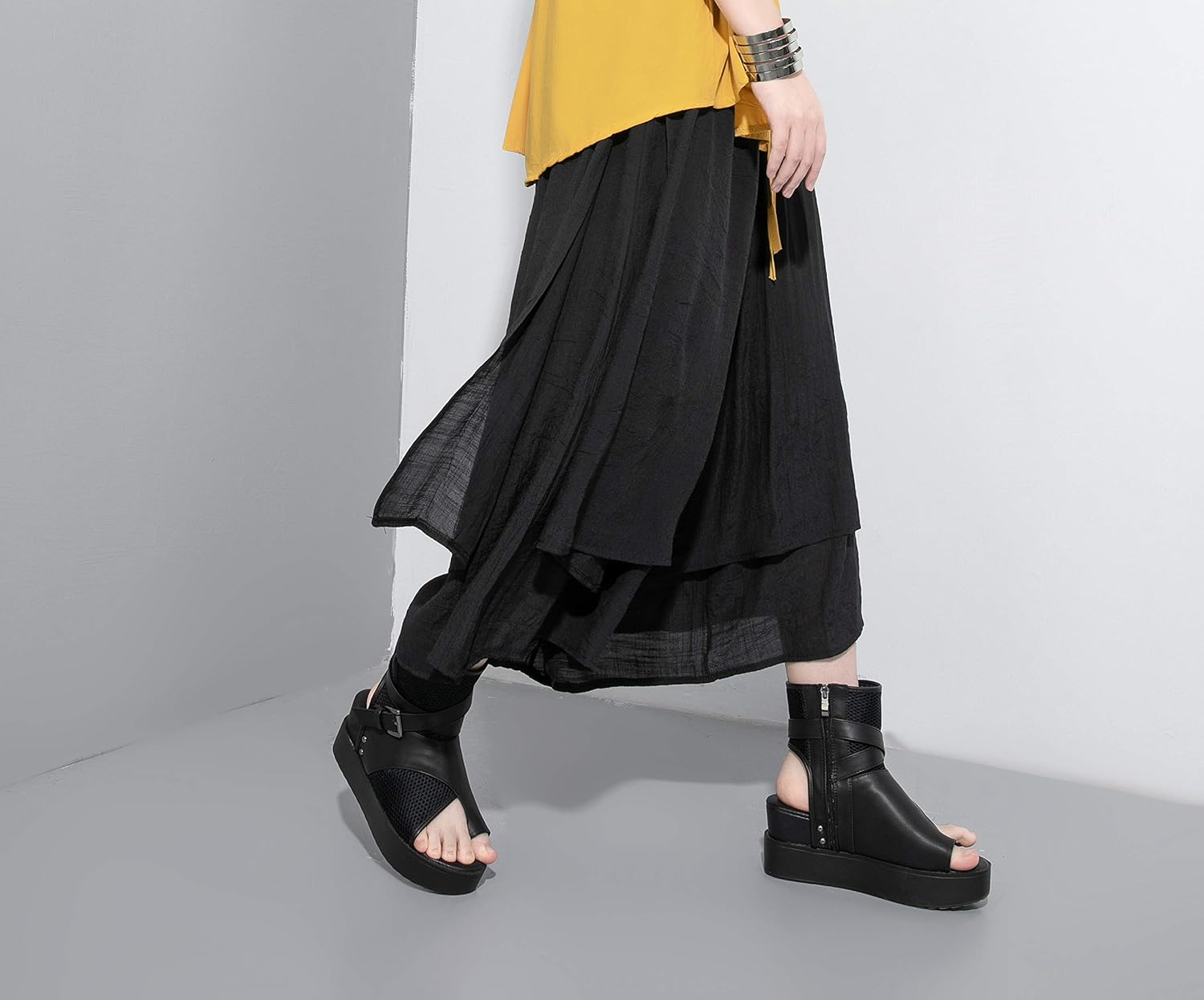 ellazhu Women's Loose Fit Wide Leg Pants with Side Pockets for Casual Lounge Wear Culottes Style GY2416 A - Image 2