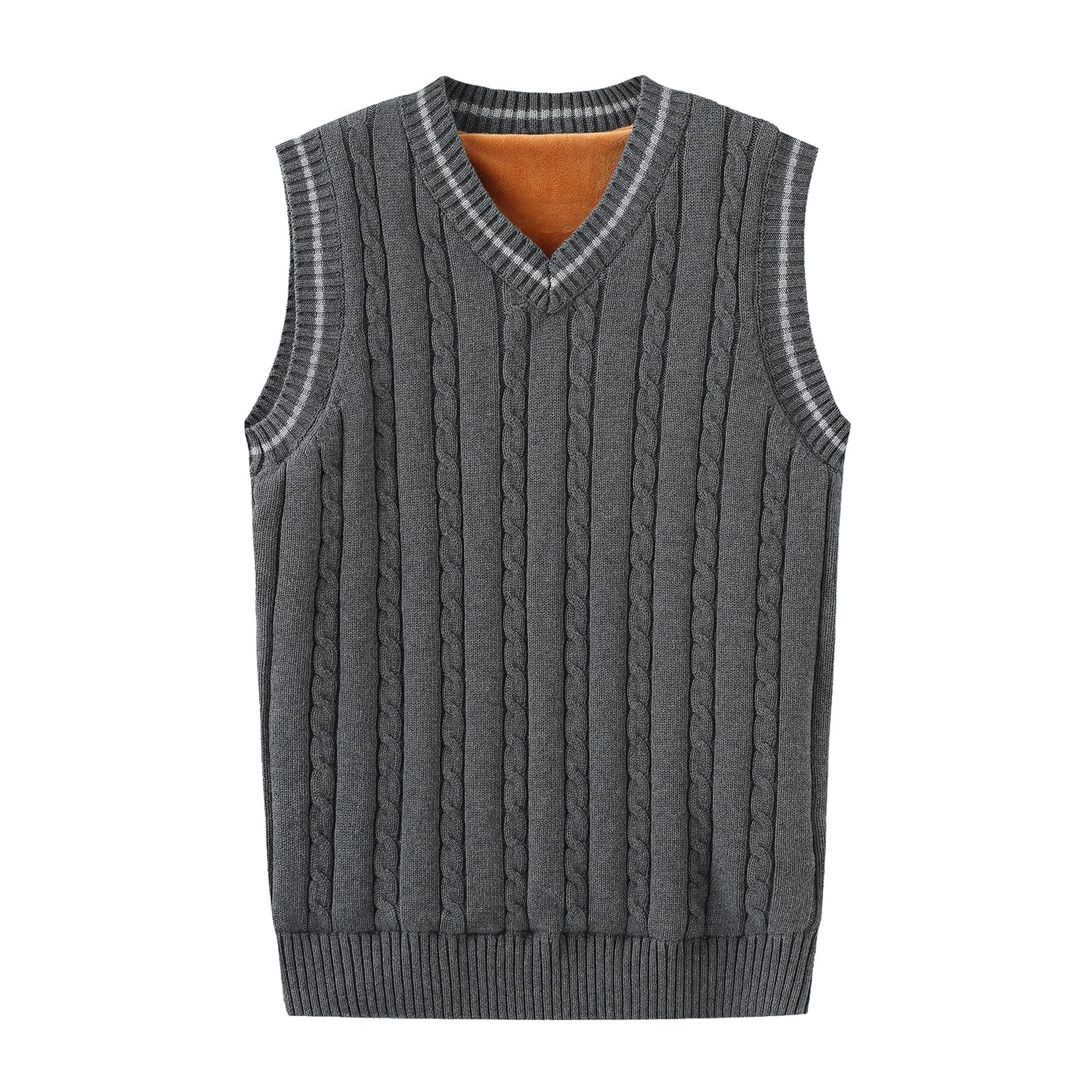 Yishengwan Herren Pullunder Weste - Ärmellose Strickweste Rundhals, Warm Für Winter