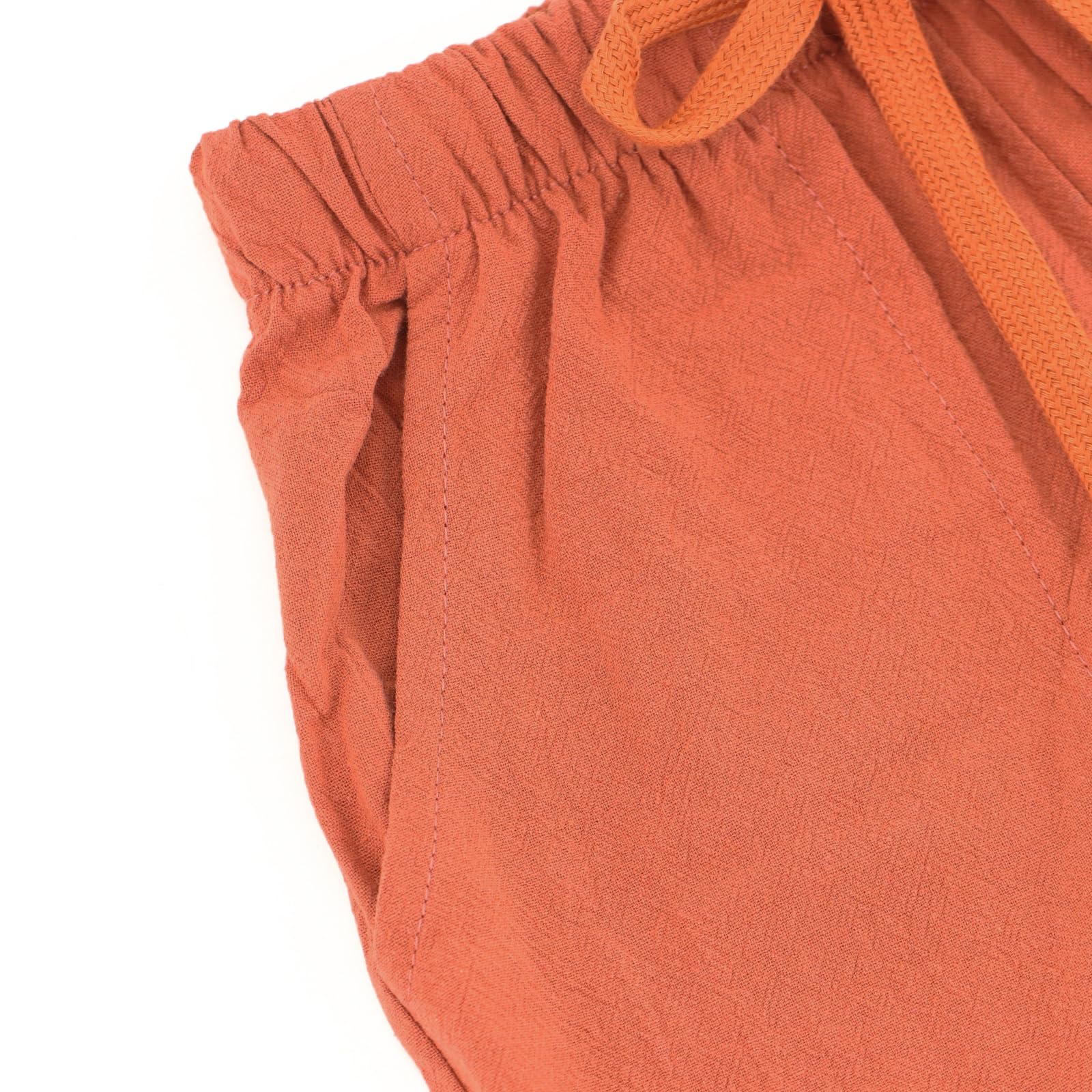 Pantaloni in lino da ragazzo, con elastico in vita, con coulisse, gamba dritta, vestibilità aderente, casual, estivi, vacanze, spiaggia