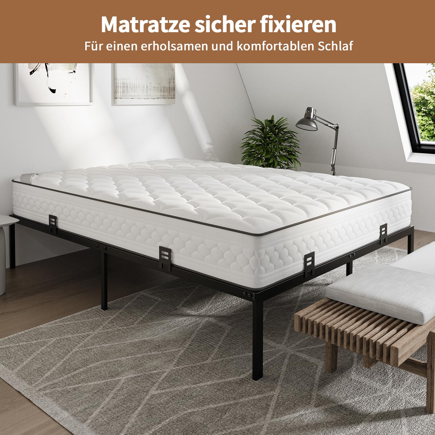 6 Stück Matratzenhalter Antirutschmatte für Metall-Bettgestell, Matratzenhalter an Ort und Stelle,Rutschfeste Matratzendichtungen,Matratzenstopp Schwarz, Matratzenhalter gegen verrutsch
