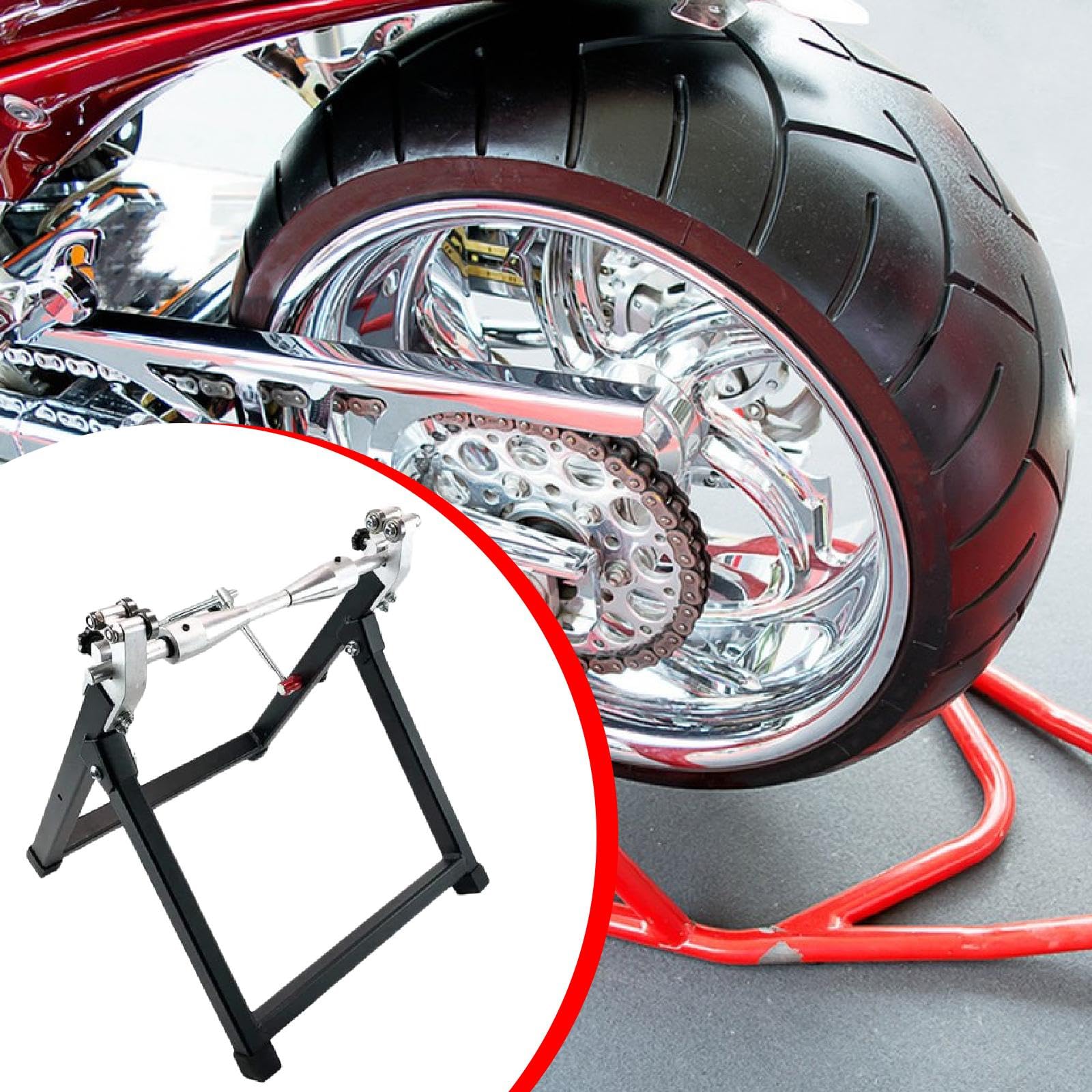 Oshhni Equilibrador de ruedas para motocicletas Soporte para equilibrar ruedas de motocicletas Accesorios estables para trabajo pesado Herramienta para, Plata