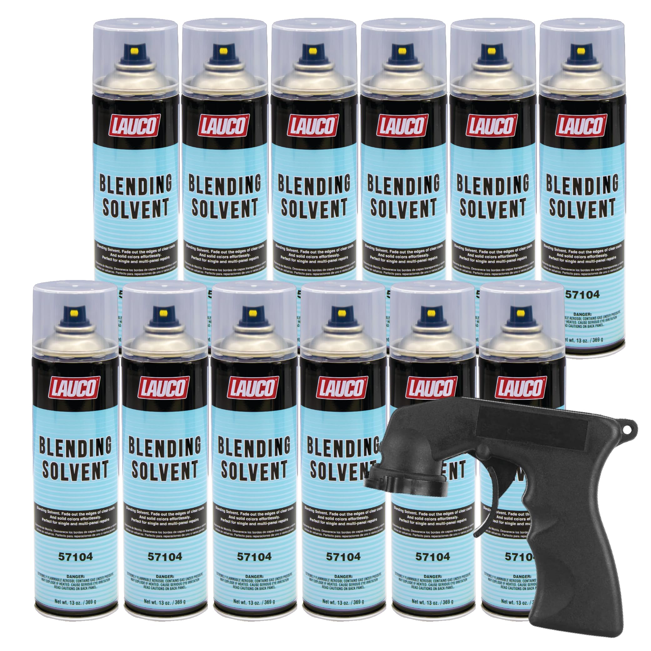 LAUCO Blending Solvent 13 Oz Aerosol Spray Can with Aerosol Spray Gun - Pack of 12 - Perfect for Single and Multi-Panel Repair