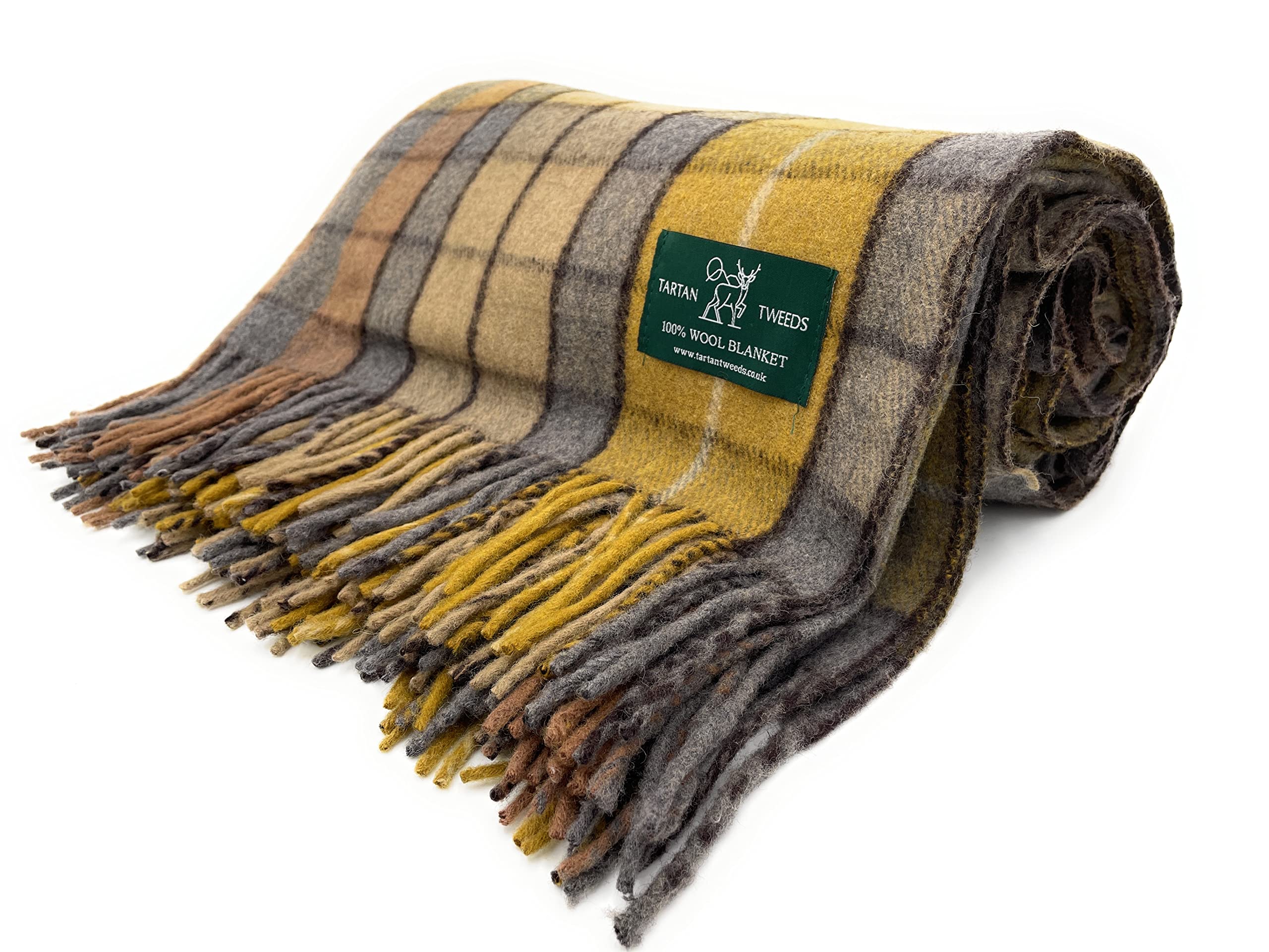 Tartan Tweeds Buchanan Natural Tartan Wool Blanket, Cosy Warm, Bed Or Sofa Throw (, Full)