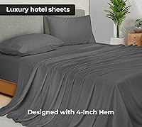 Vista 2 de Royale Linens Juego de 6 sábanas encimeras a granel, sábanas superiores, microfibra suave de 1800, resistente a las arrugas y a las manchas