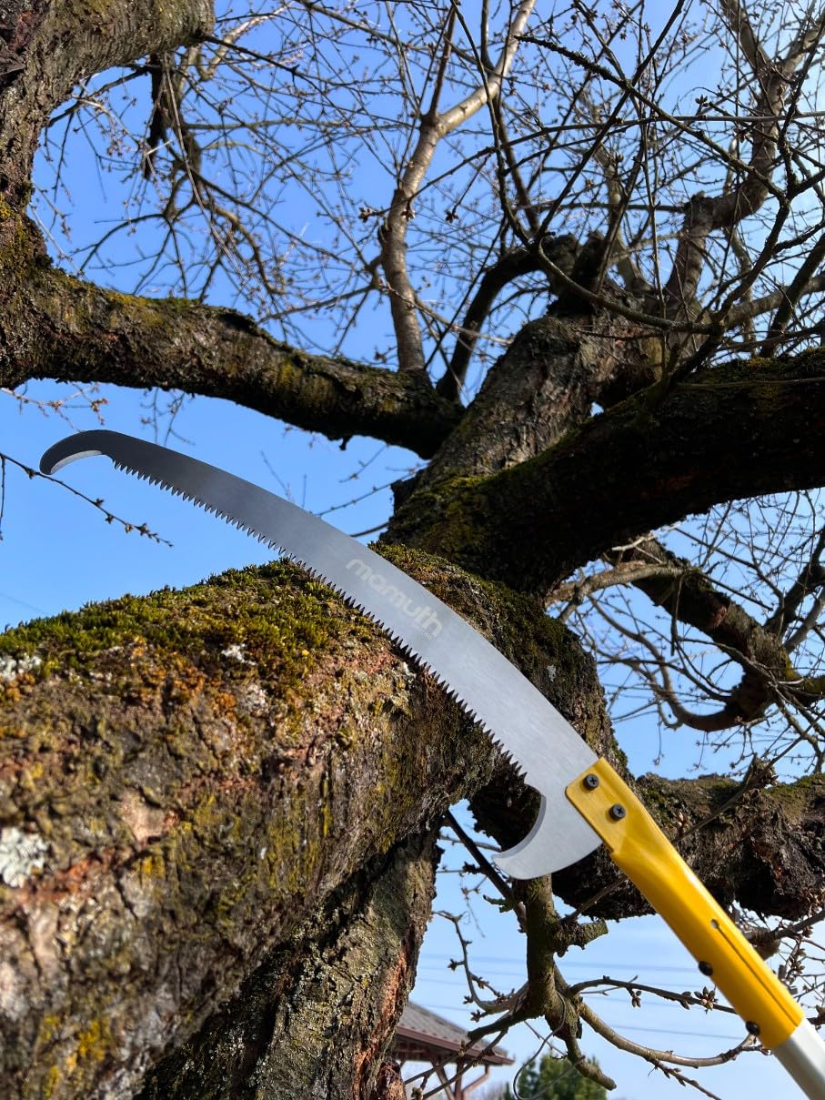 Mamuth Scie d'élagage télescopique de 5,5 m – Scie d'élagage avec tige d'extension, sécateur à main pour branches hautes, scie de jardin extensible, robuste et tranchante pour jardin et sylviculture
