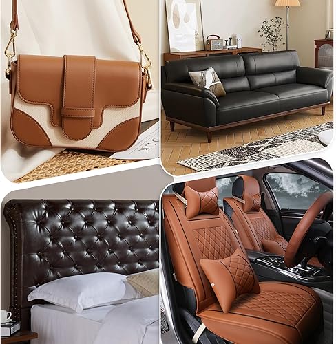 Miniatura 6 de ANMINY The Yard - Tela de piel sintética de vinilo para manualidades, manualidades, costura, hobby, taller, manualidades, billetera, cuadrado, 0.028