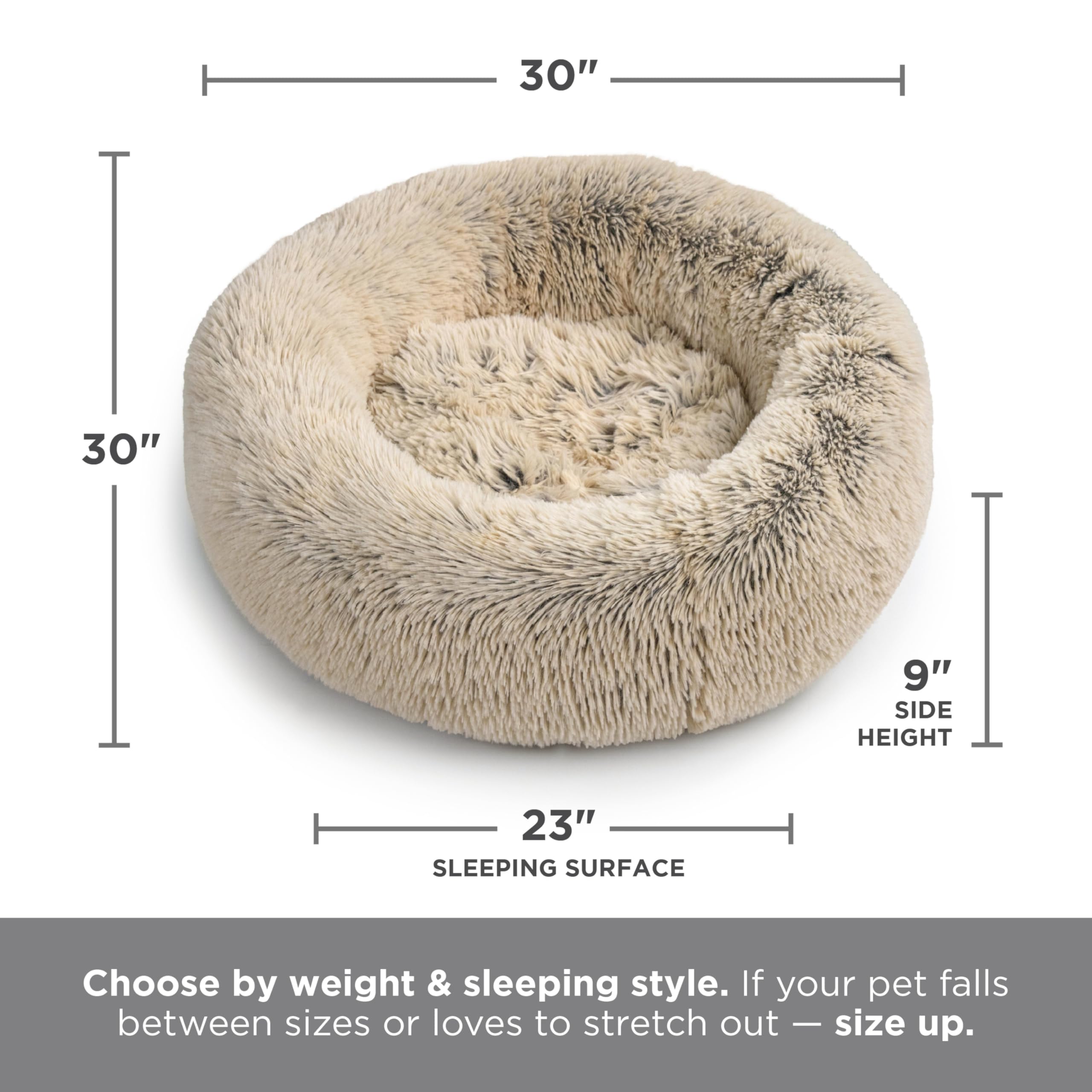 Best Friends by Sheri The Original Calming Donut Cat and Dog Bed in Shag Fur Dusty Rose, Medium 30x30"