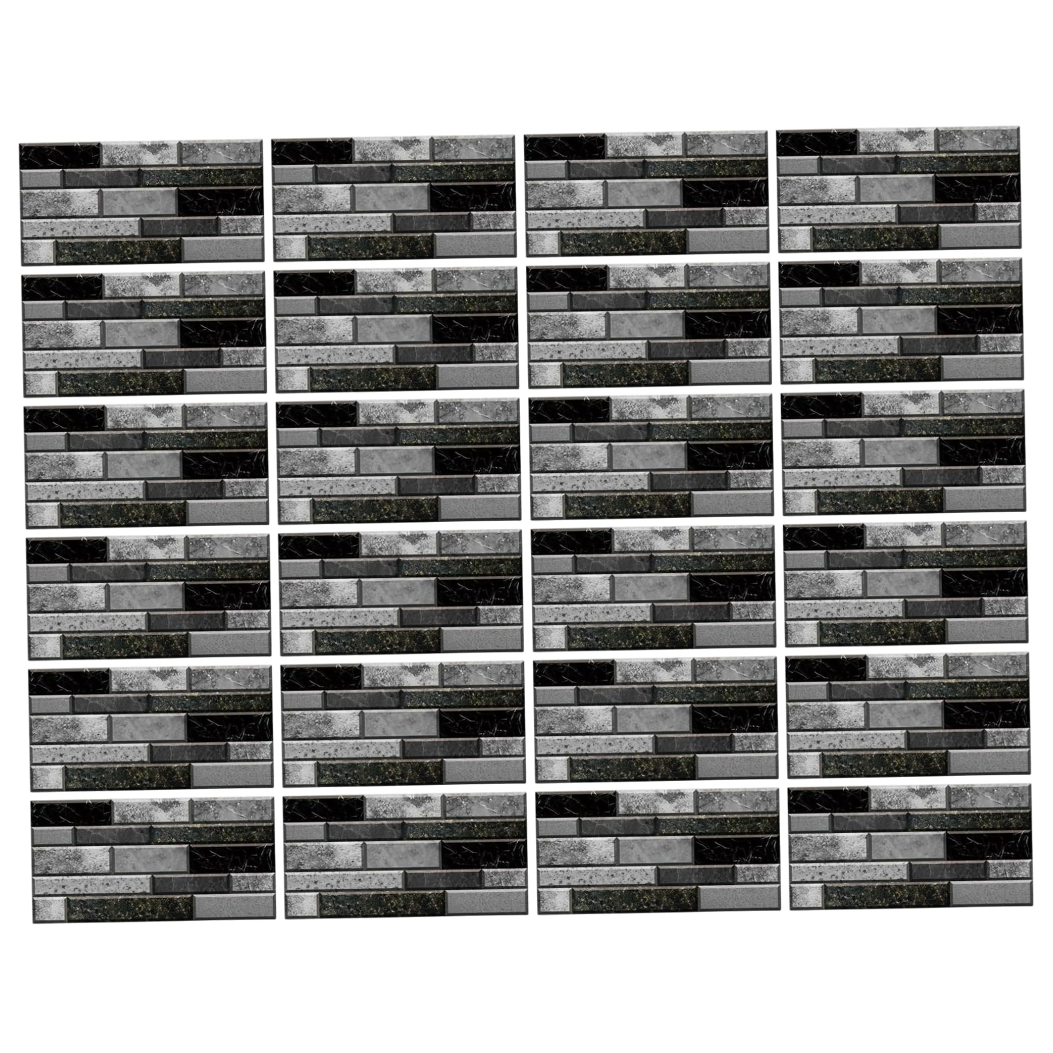 Xoeryoy 24pcs Kitchen Peel And Stick Backsplash, Waterproof Backsplash Tile, Vintage Black Gray 3d Visual Tile Stickers, 5.91×11.81inch