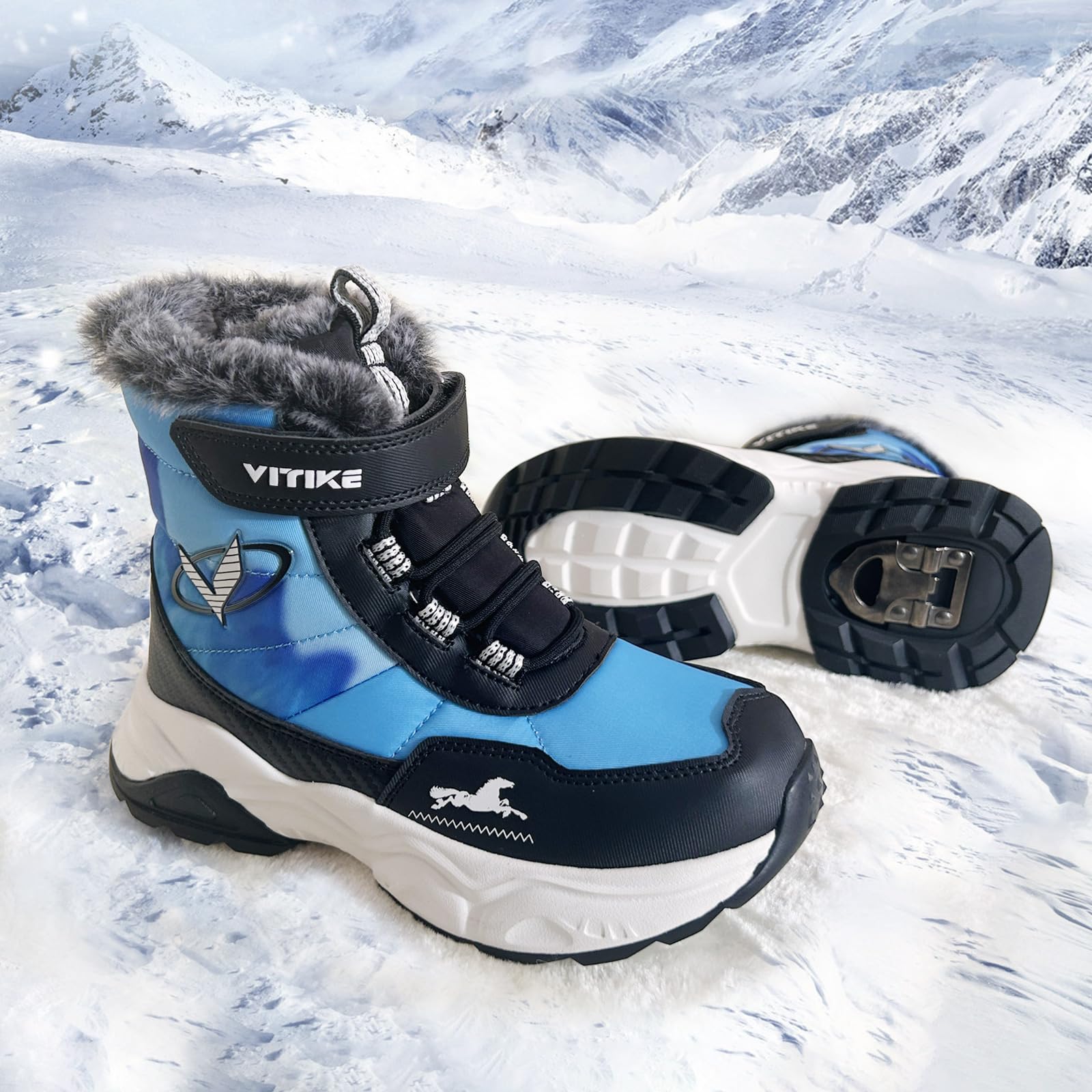 Scarpe da trekking per bambini, invernali, per bambini, calde, da trekking, antiscivolo, medie