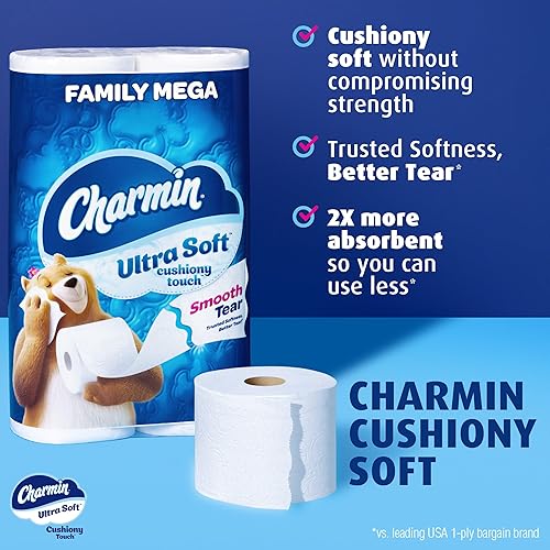 Miniatura 2 de Charmin Papel higiénico ultra suave al tacto, 30 megarrollos familiares  153 rollos regulares