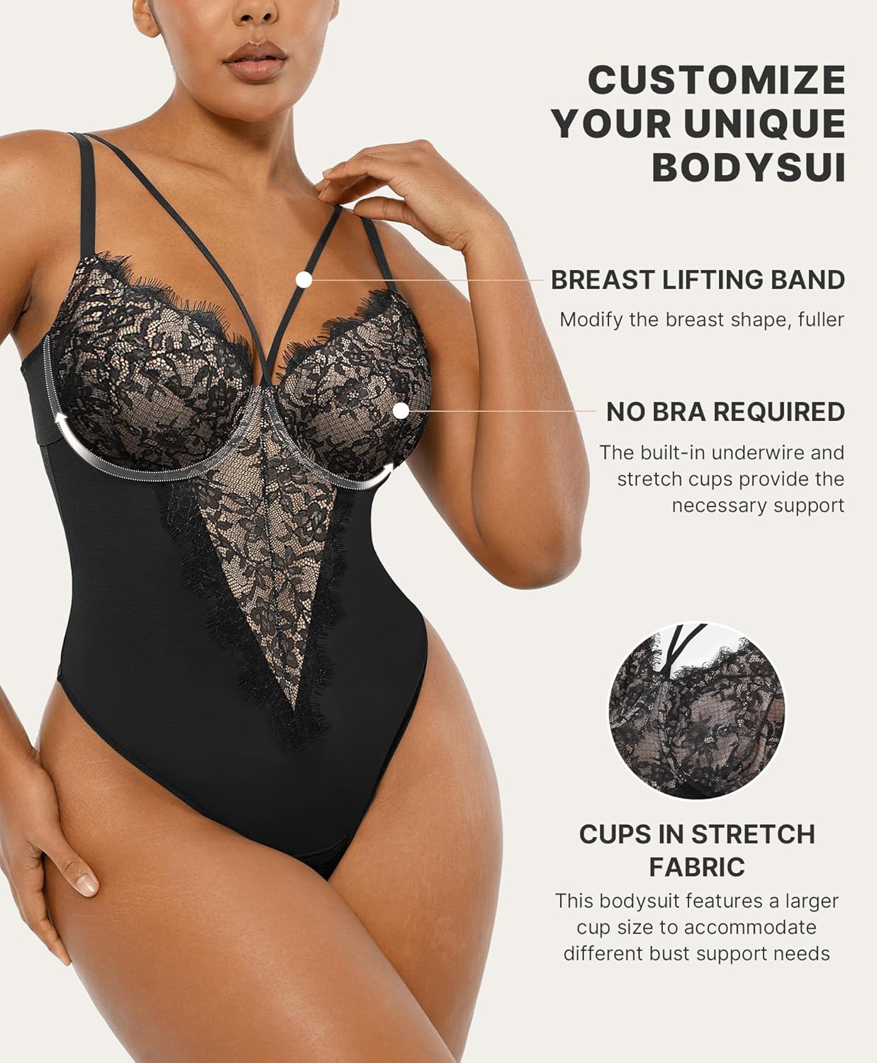 SHAPELLX Lace Body Suits Women Shapewear Tummy Control Corset Bodysuit One Piece Body Shaper Tops Blcak Lace Bodysuits - Image 4