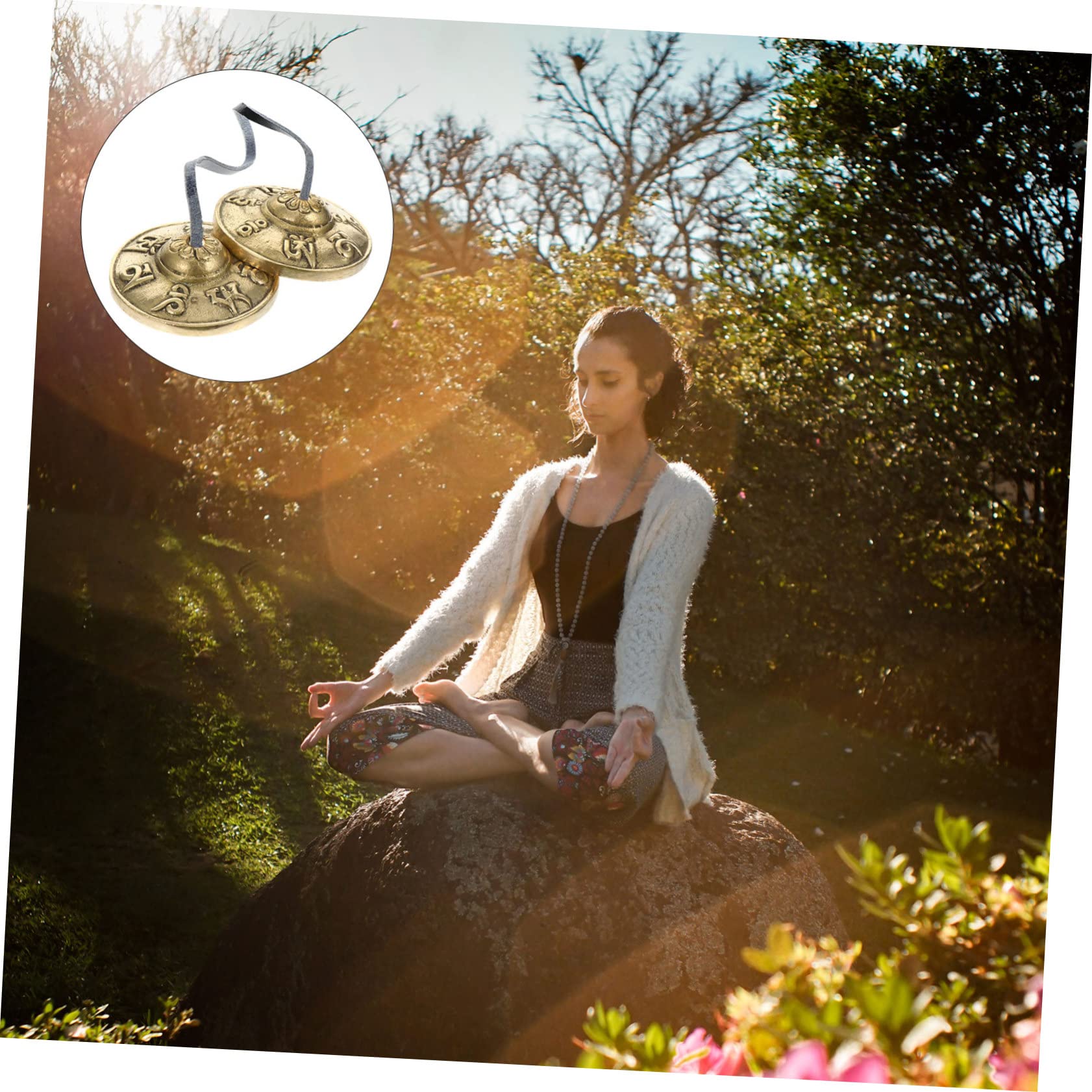 Milisten 1 Paar Läute Die Glocke Bauch Buddhistische Glückssymbole Nepal-becken Om Tingsha-glocken Handgestimmte Tibetische Glocke Yoga Glockenspiel Pu Musik Buddhistische Lieferungen