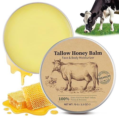 Sargo de ternera para la piel, 2.5 onzas líquidas de sargo y bálsamo de miel para humectante facial, crema de sarga de carne batida alimentada con