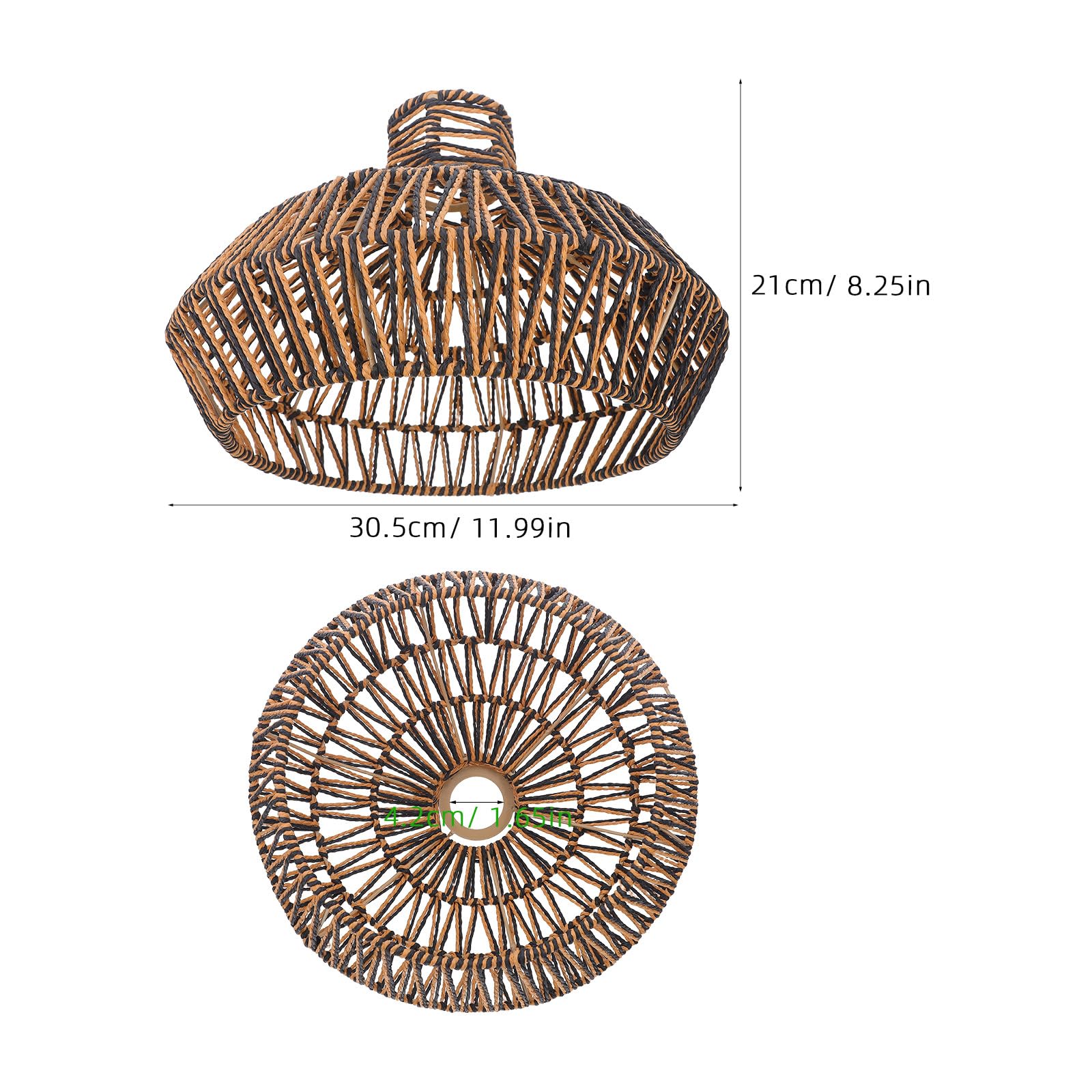 OUNONA Abażur z plecionej liny papierowej – nowoczesny, pleciony abażur sufitowy w stylu boho – osłona żarówki do lampy wiszącej w stylu rustykalnym, do przedpokoju, 12 x 8,3 cala