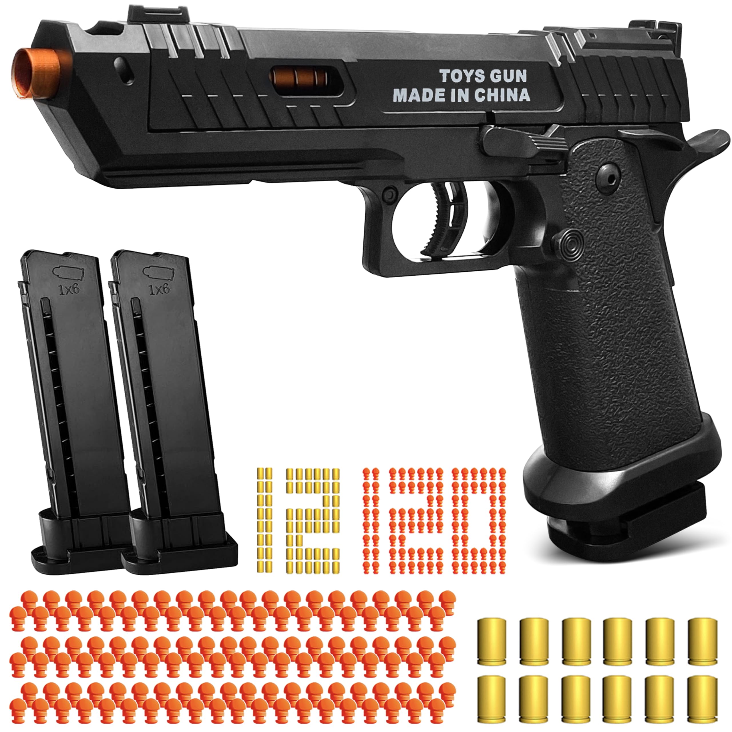 Shell Ejecting Toy Gun, Semi-Automatic Kids Toy Pistol with Ejecting Shells, Soft Bullet Toy Guns for Boys 8-12, Outdoor Shooting Games Educational Model