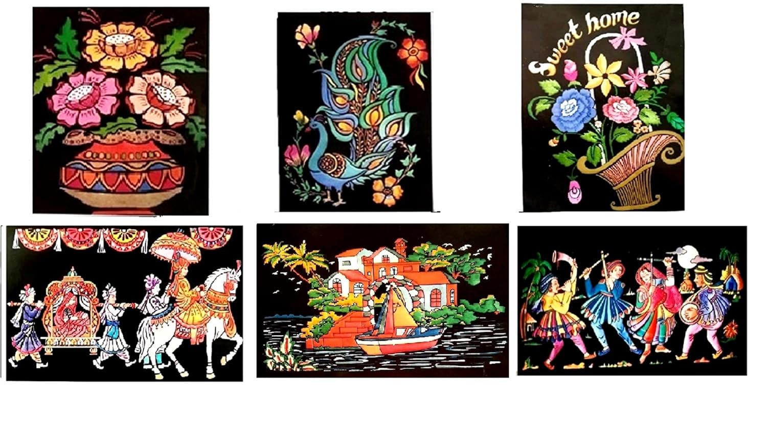 Buy Jai Ambey Stores Valvet Cloth Emboss Painting Kit (38X50cm)(Pack of 6) Online at Low Prices