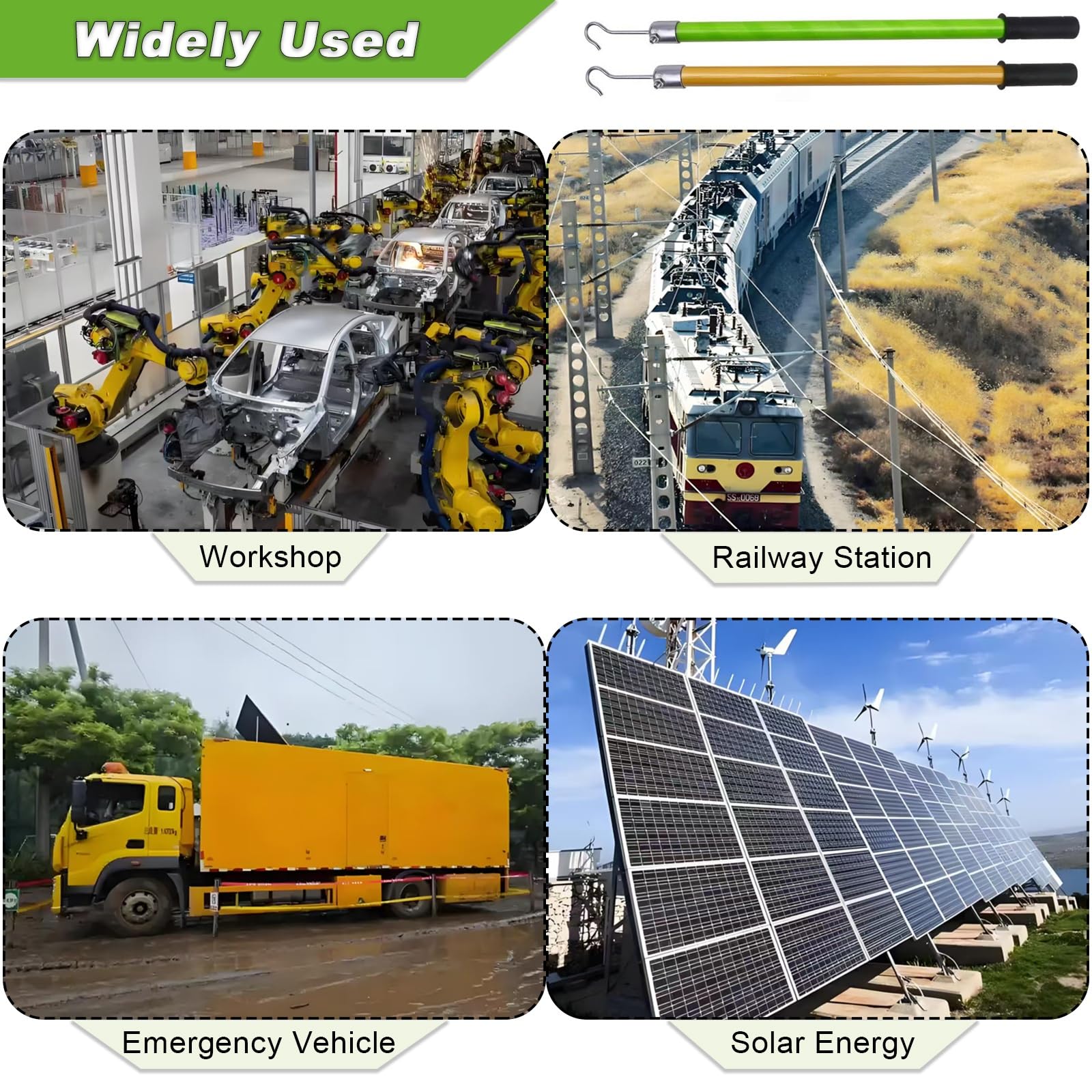 Izolowany pręt wyładowczy - 10 kV/ 35 kV/ 110 kV/ 220 kV, pręt wyładowczy dla elektryków, narzędzie do bezpiecznego rozładowania niskiego napięcia (żółty, 10 kV-39,4 "/100 cm)
