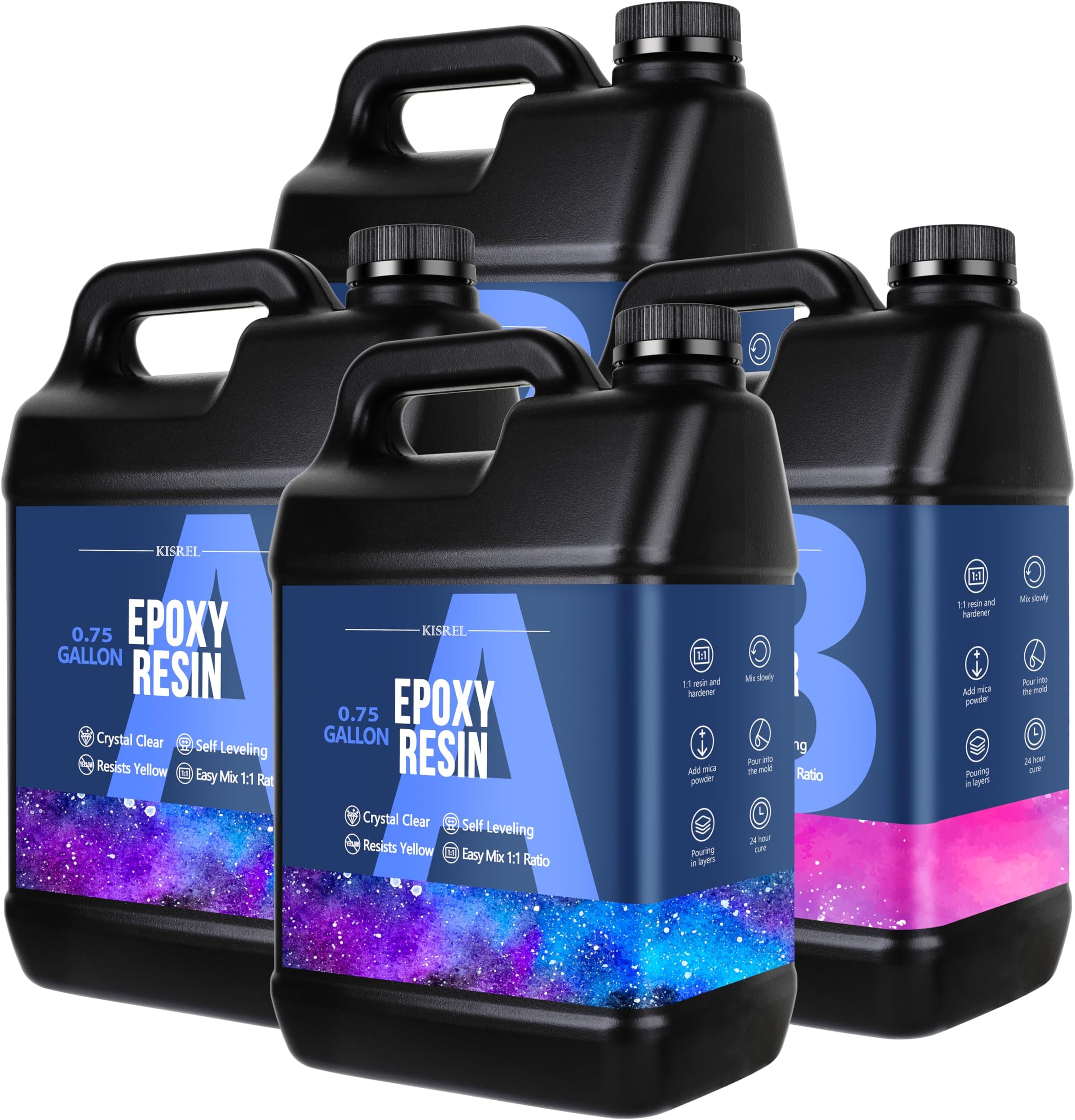 KISREL Epoxy Resin 3Gallon - Crystal Clear Epoxy Resin Kit - No Yellowing No Bubble Art Resina for Art Crafts, Jewelry Making, Wood & Resin Molds